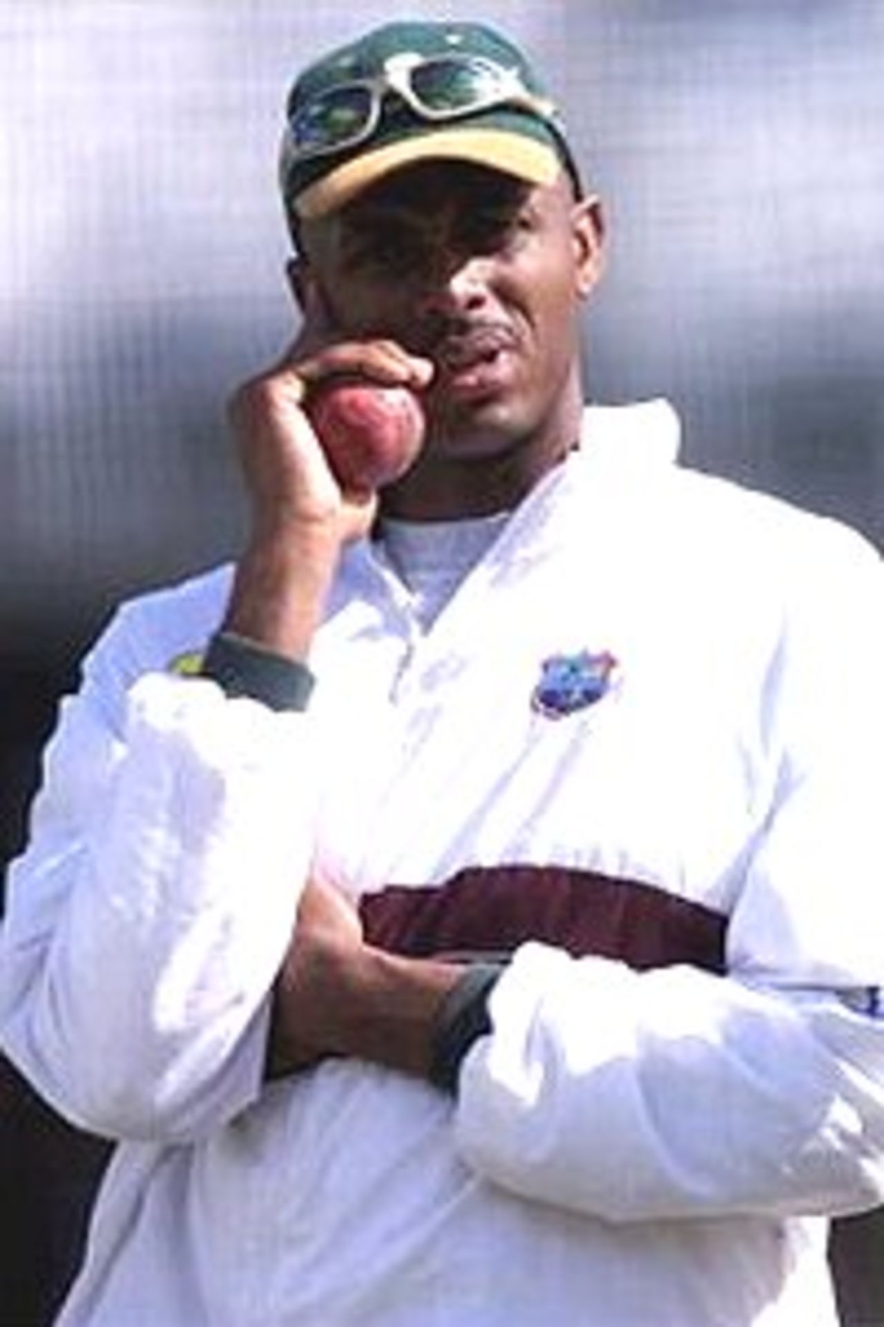 30 Aug 2000: Courtney Walsh and Jeffrey Dujon during net practice ahead of the final Test match against England at the Oval London.