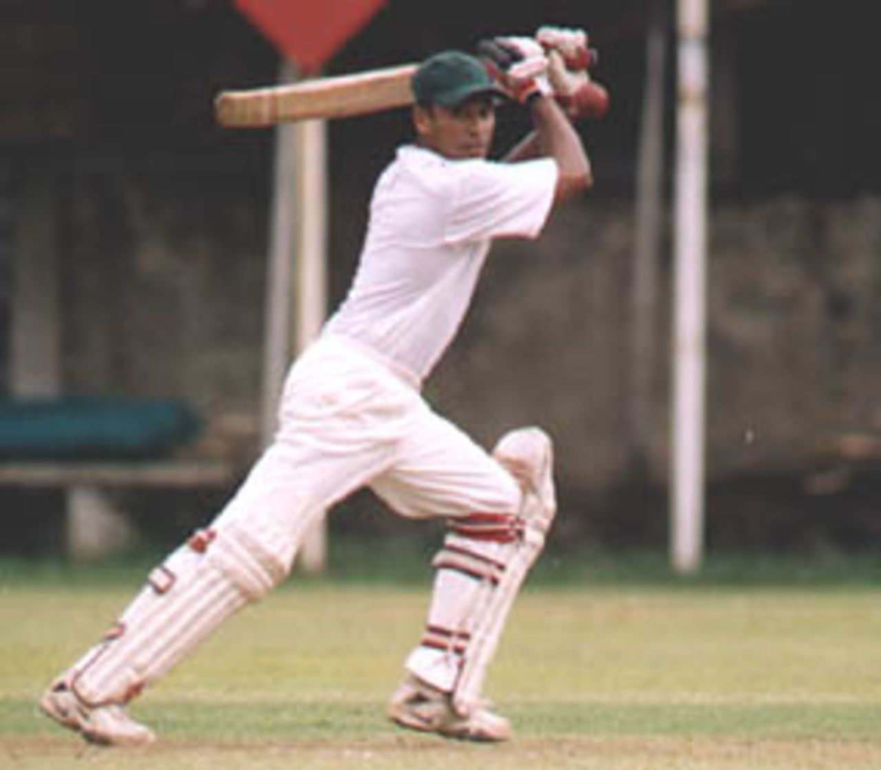 Sajeeka Abeynayake drives through offside in the match between Bloomfield and Anthonians
