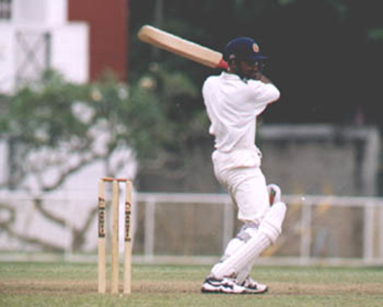 Marvan Atapattu cuts off the back foot in the match between SCC and Police SC