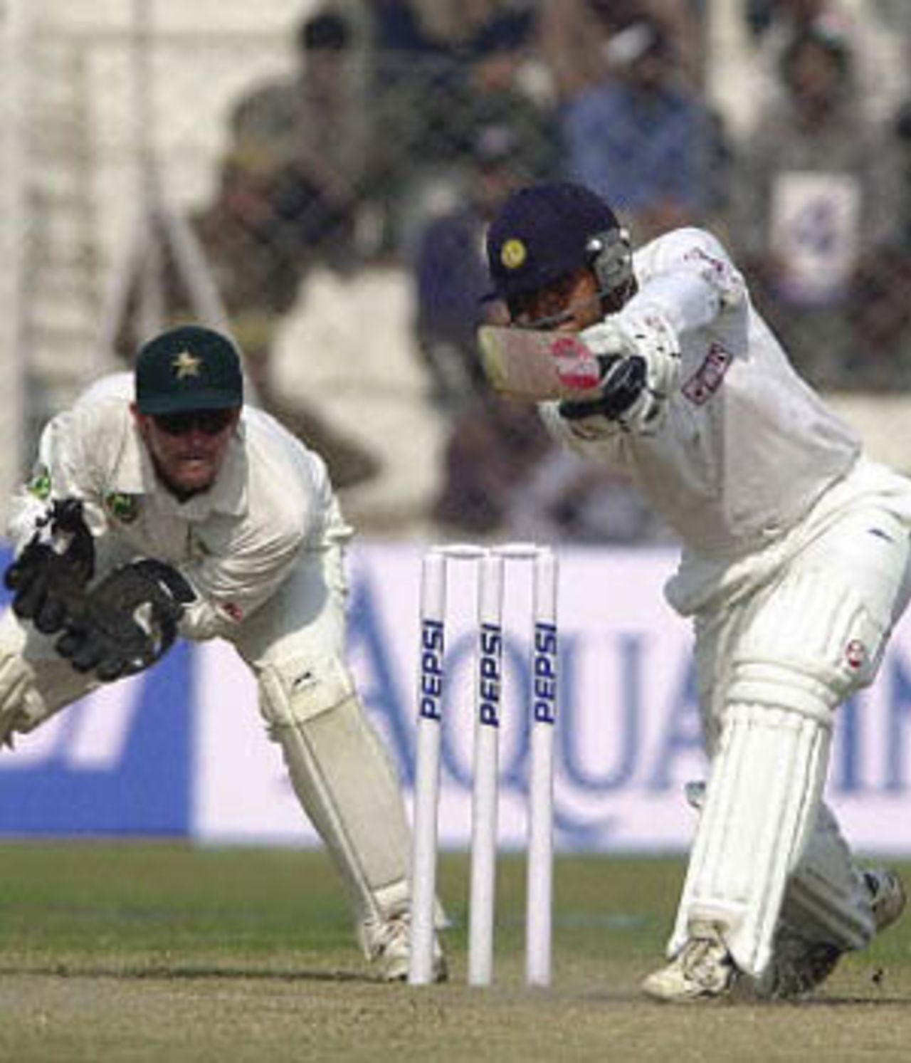 Dravid plays the off drive to perfection, Zimbabwe in India, 2000/01, 1st Test, India v Zimbabwe, Feroz Shah Kotla, Delhi, 18-22 November 2000 (Day 3).
