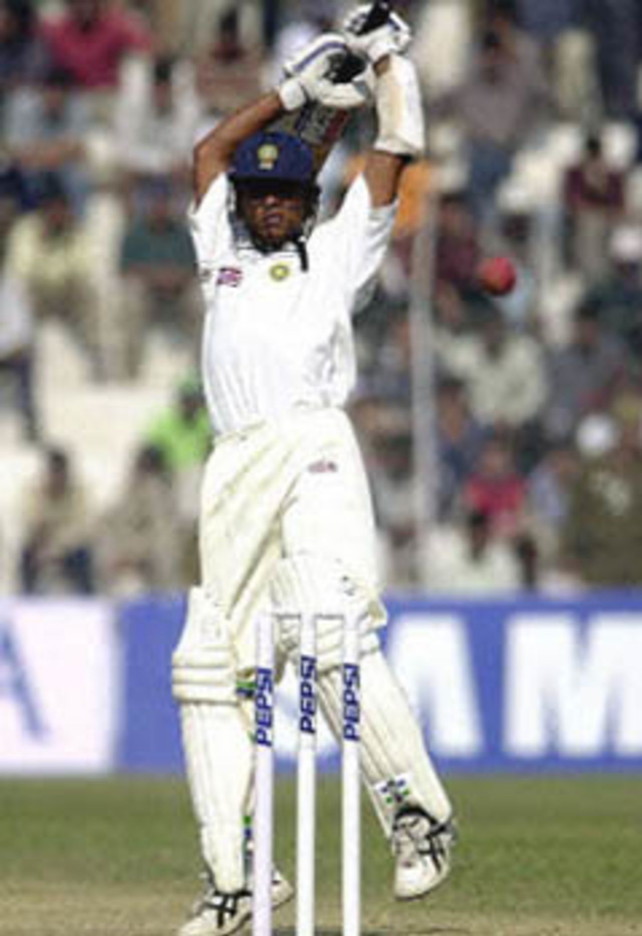 SS Das lets the ball go behind him on way his to his first half century in Tests, Zimbabwe in India, 2000/01, 1st Test, India v Zimbabwe, Feroz Shah Kotla, Delhi, 18-22 November 2000 (Day 3).