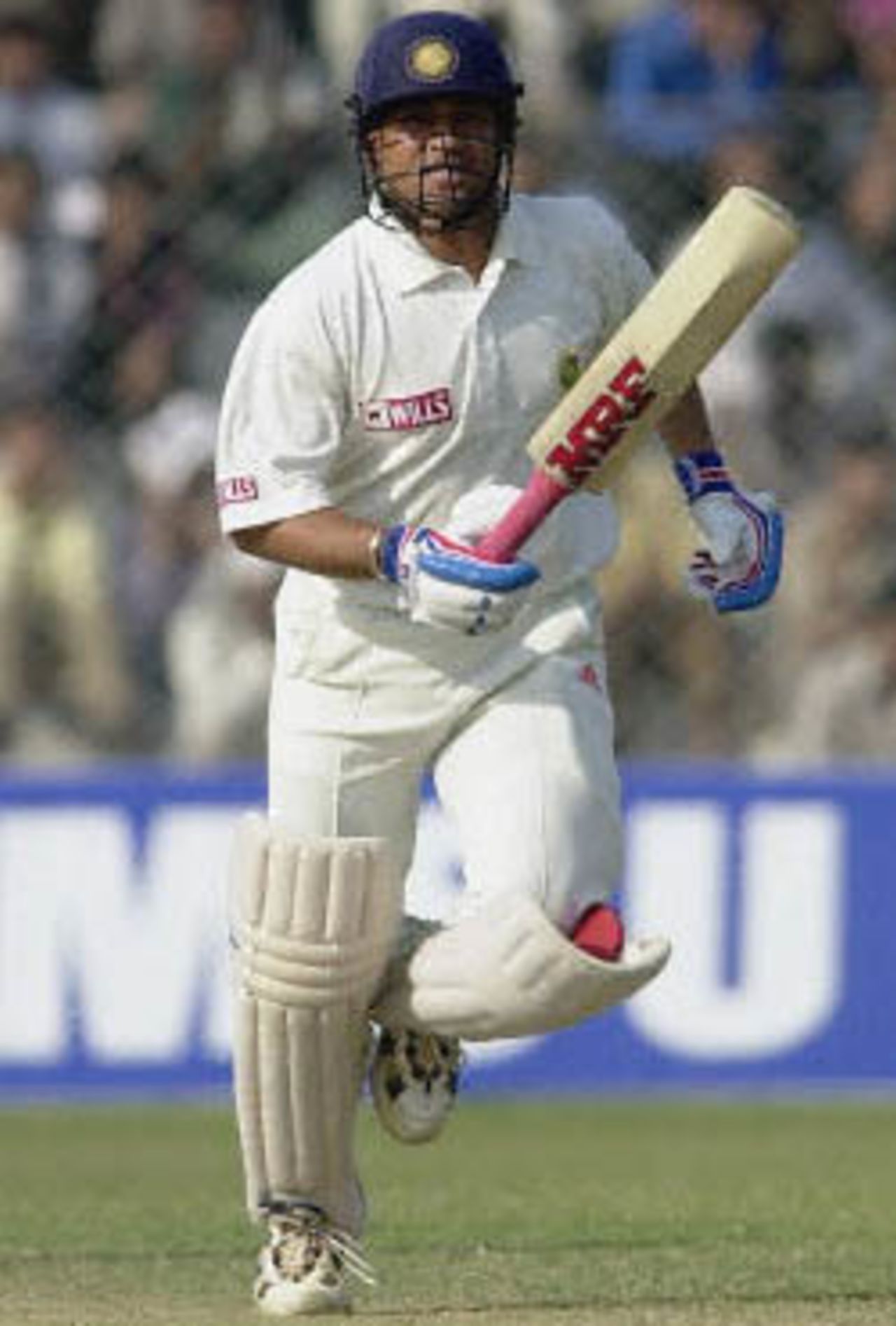 Sachin Tendulkar runs for a single, Zimbabwe in India, 2000/01, 1st Test, India v Zimbabwe, Feroz Shah Kotla, Delhi, 18-22 November 2000 (Day 3).
