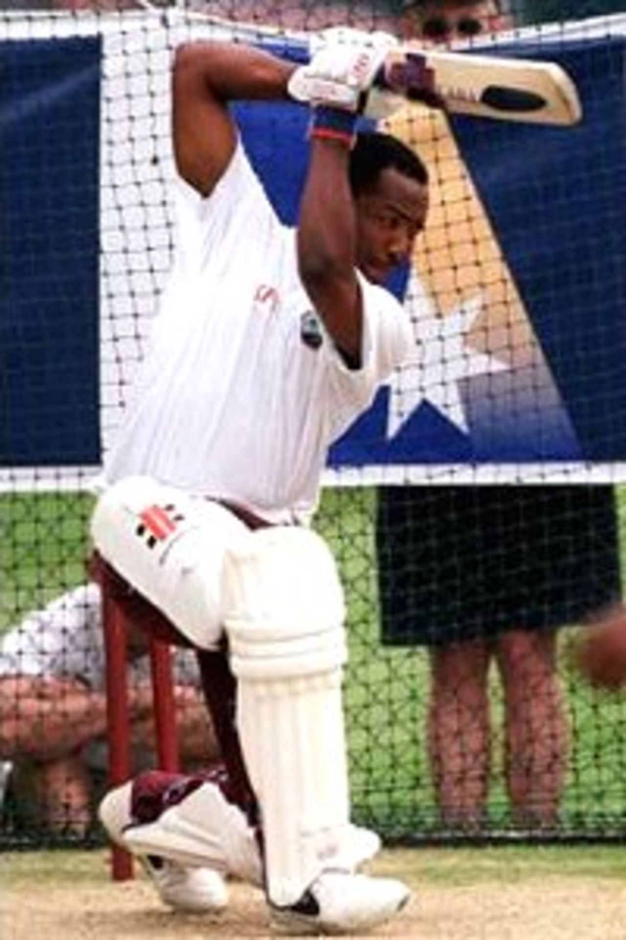 Brian Lara of the West Indies in action during net practice ahead of the First Test Match between Australia and the West Indies at The Gabba cricket ground, Brisbane, Australia.