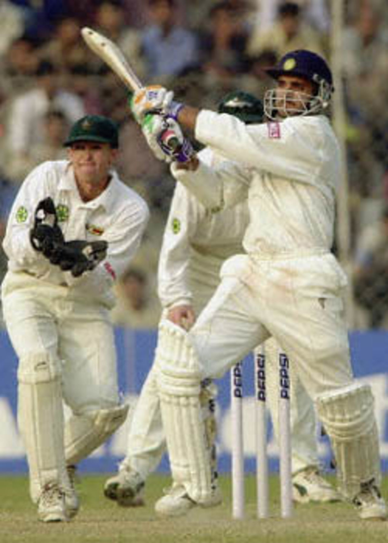 Brian Murphy pulled for a six by Ganguly, Zimbabwe in India, 2000/01, 1st Test, India v Zimbabwe, Feroz Shah Kotla, Delhi, 18-22 November 2000 (Day 5).
