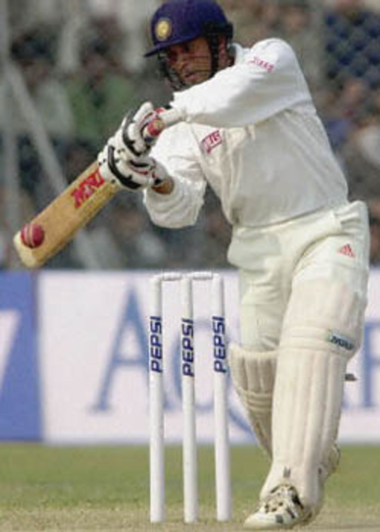Tendulkar plays Olonga through the off side for a four, Zimbabwe in India, 2000/01, 1st Test, India v Zimbabwe, Feroz Shah Kotla, Delhi, 18-22 November 2000 (Day 5).