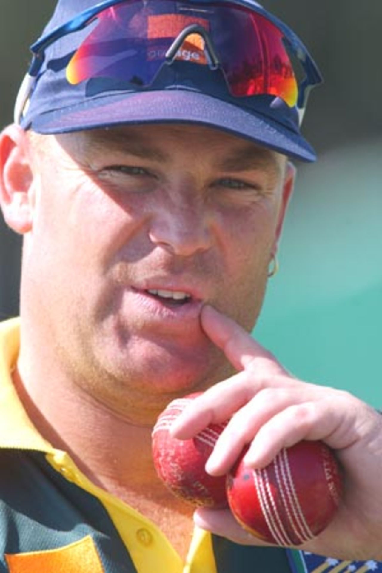 6 Nov 2001: Shane Warne of Australia in action during training for the Australian Cricket team in preperation for the first test against New Zealand. The Training session was held at the Allan Border Field in Brisbane, Australia.
