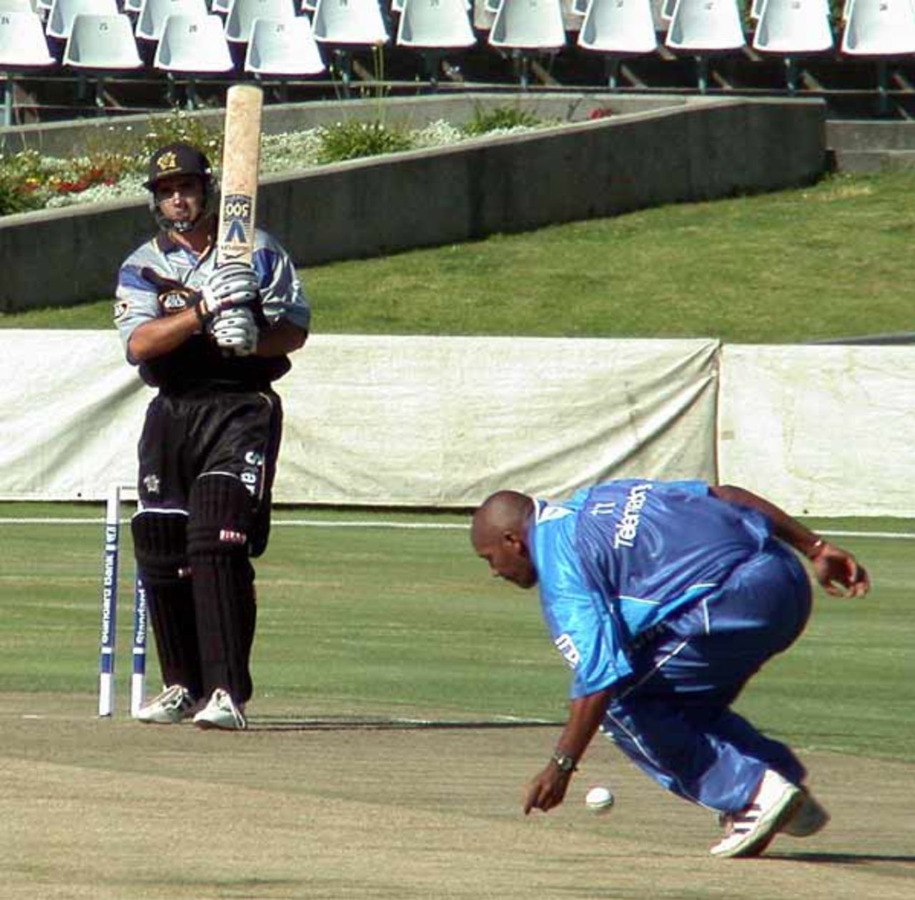 Roger Telemachus fields a ball from Boland's Louis Koen in the Western Cape Challenge