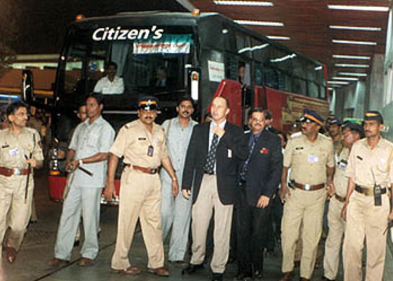 English captain Nasser Hussain poses for photographers, 14 October 2001: England in India, 2001-02, Mumbai