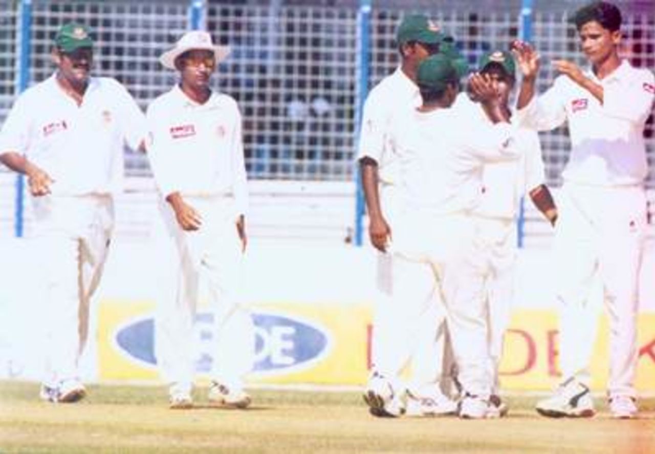 Mashrafe is celebrating Ebrahim's wicket