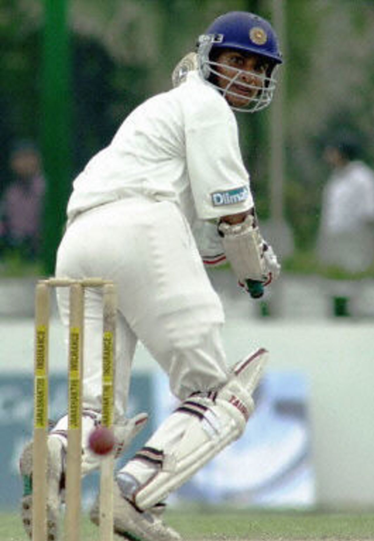 Kumar Sangakkara glances a ball during the fourth day of the first cricket Test match between Sri Lanka and West Indies,