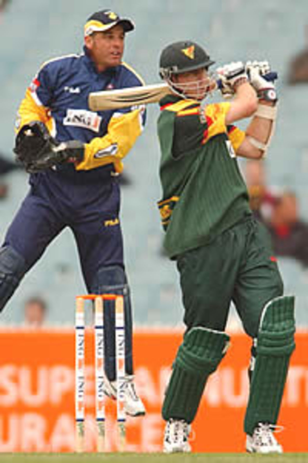 MELBOURNE - NOVEMBER 3: Michael Dighton of the Tigers in action during the ING Cup match between the Victoria Bushrangers and the Tamanian Tigers held at the Melbourne Cricket Ground, Melbourne, Australia on November 3, 2002.