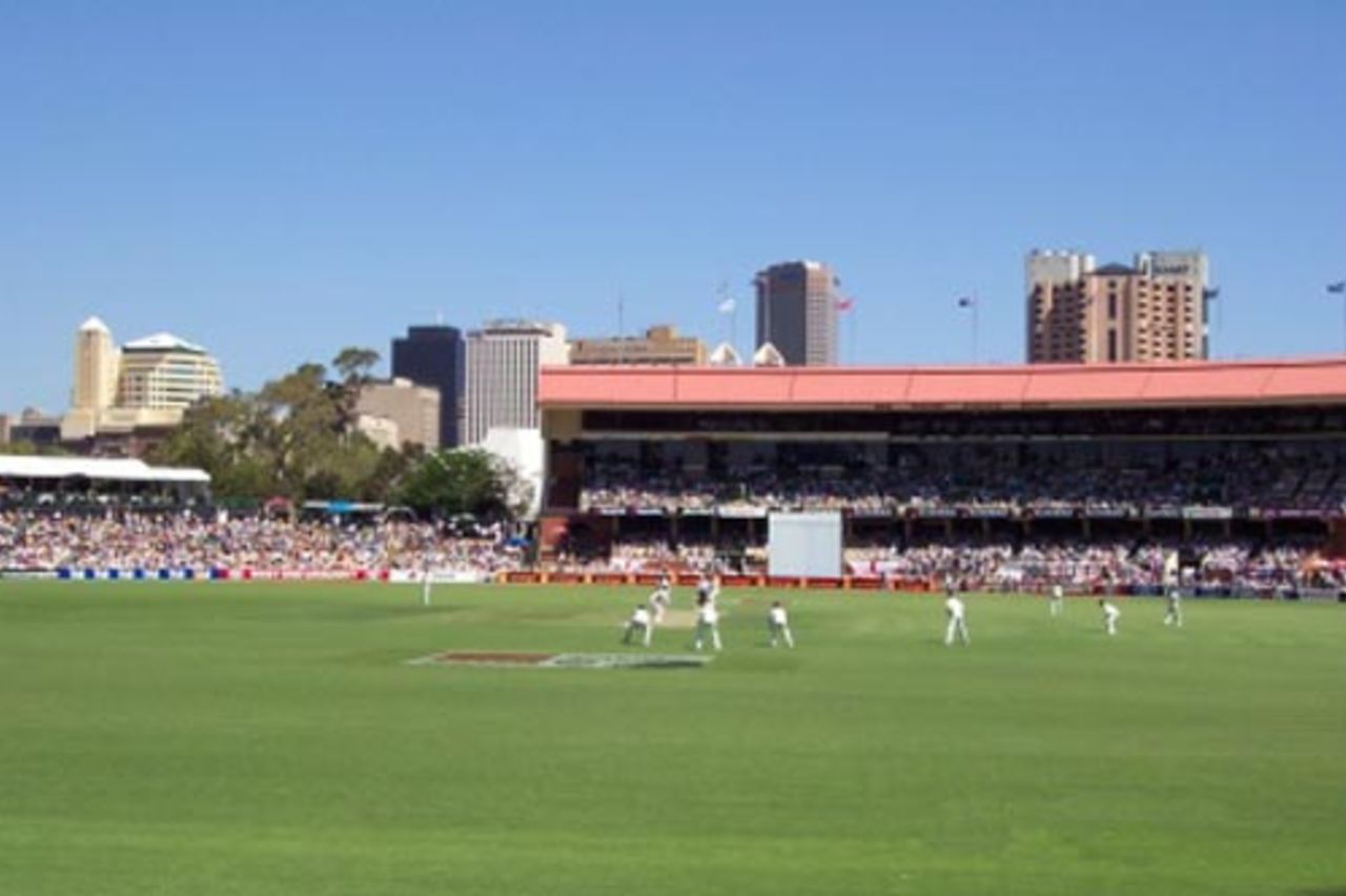 City skyline provides the backdrop
