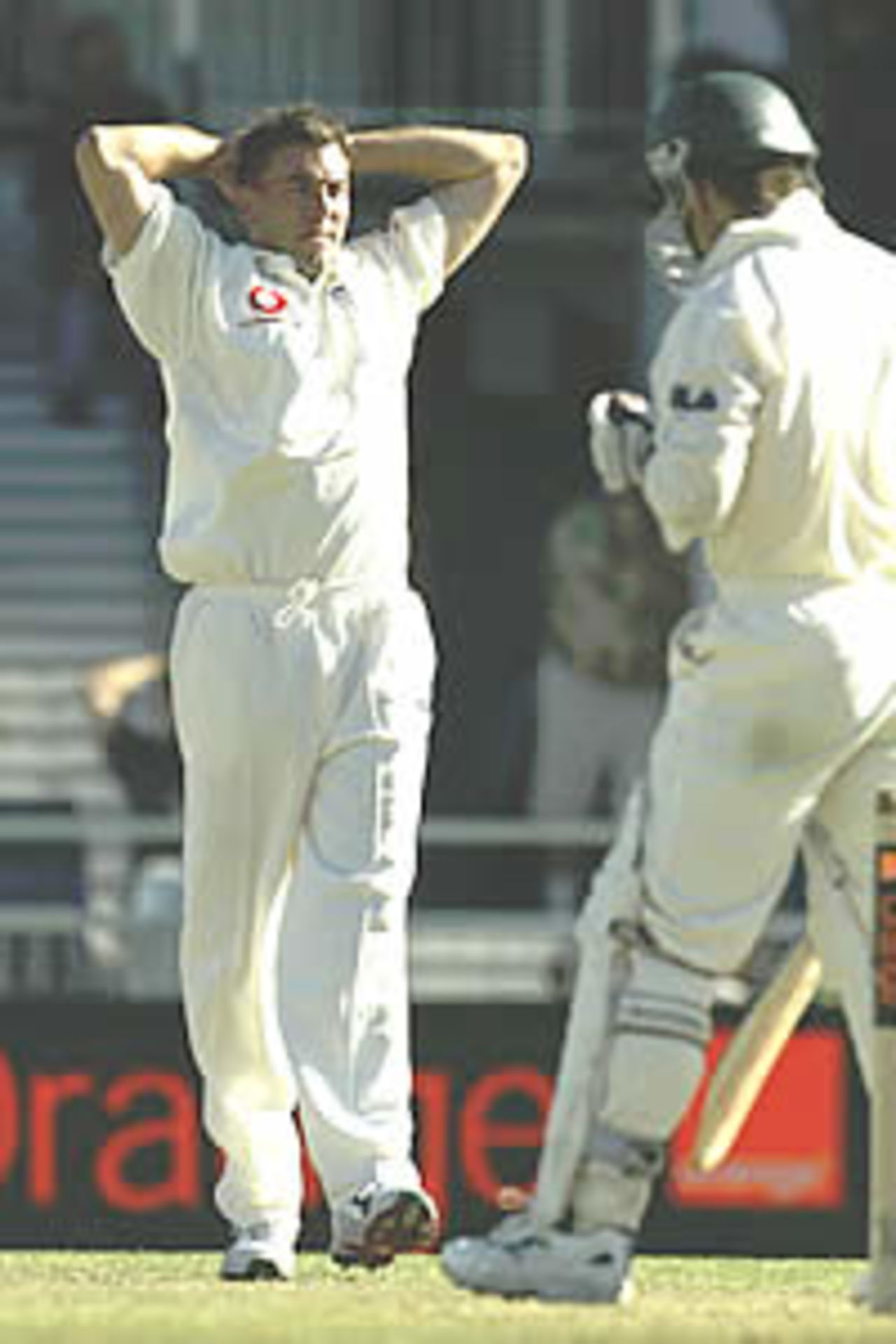 PERTH - NOVEMBER 29: Chris Silverwood of England shows his frustration during day one of the Third Ashes Test between Australia and England, played at the WACA in Perth, Australia, on November 29, 2002.