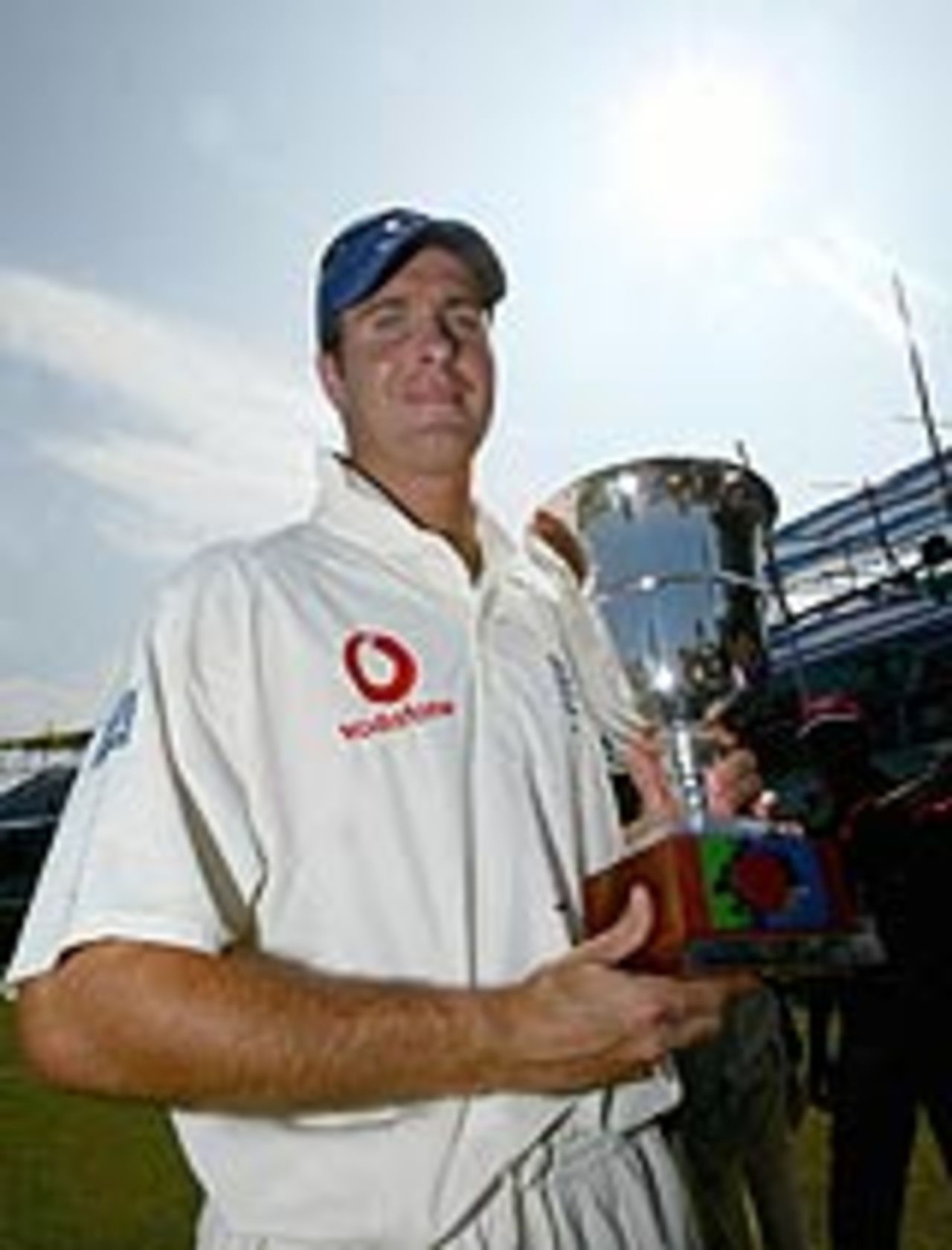 Michael Vaughan with the series trophy