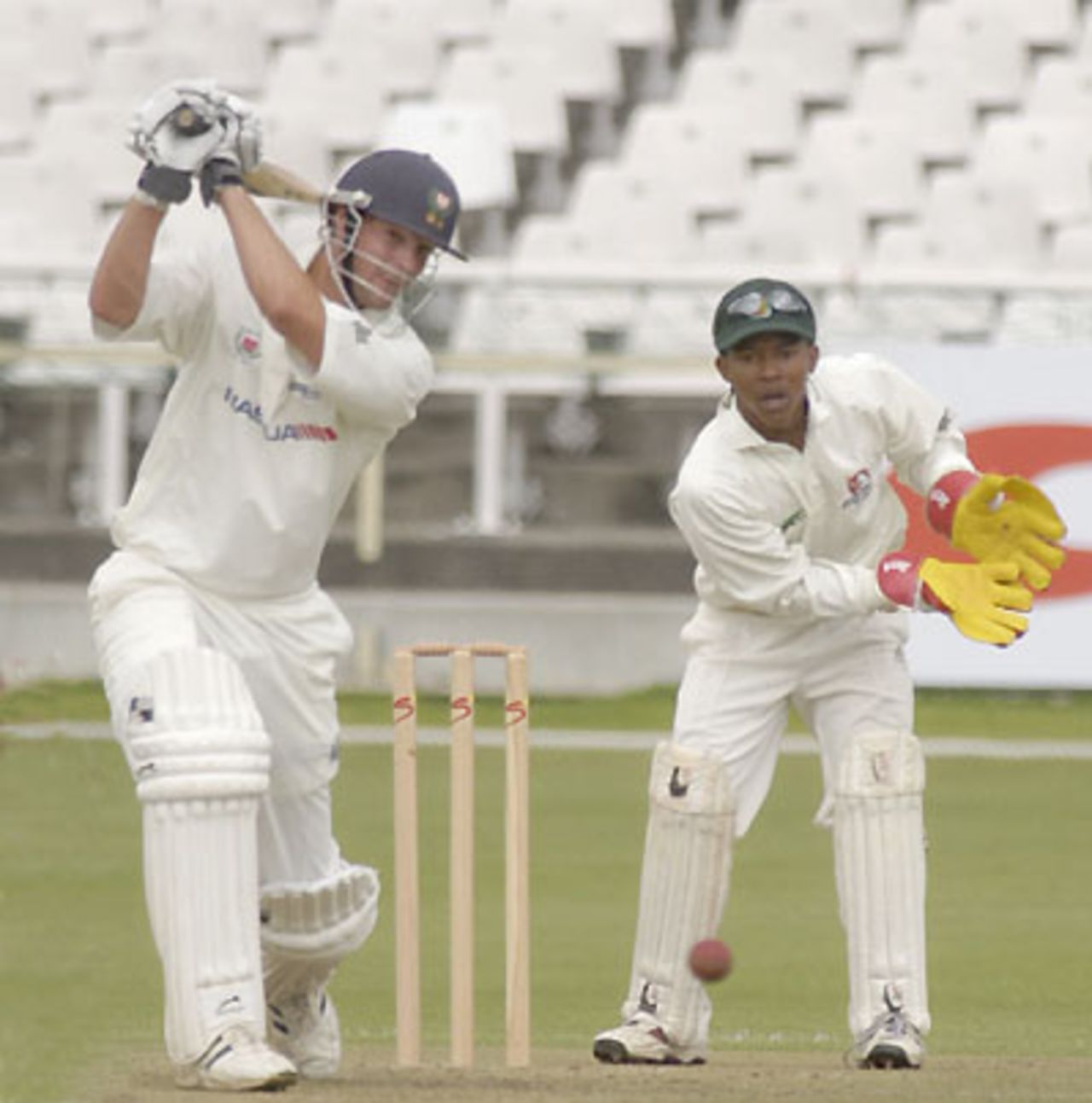 Andrew Puttick drives a ball against North West at Newlands on Friday