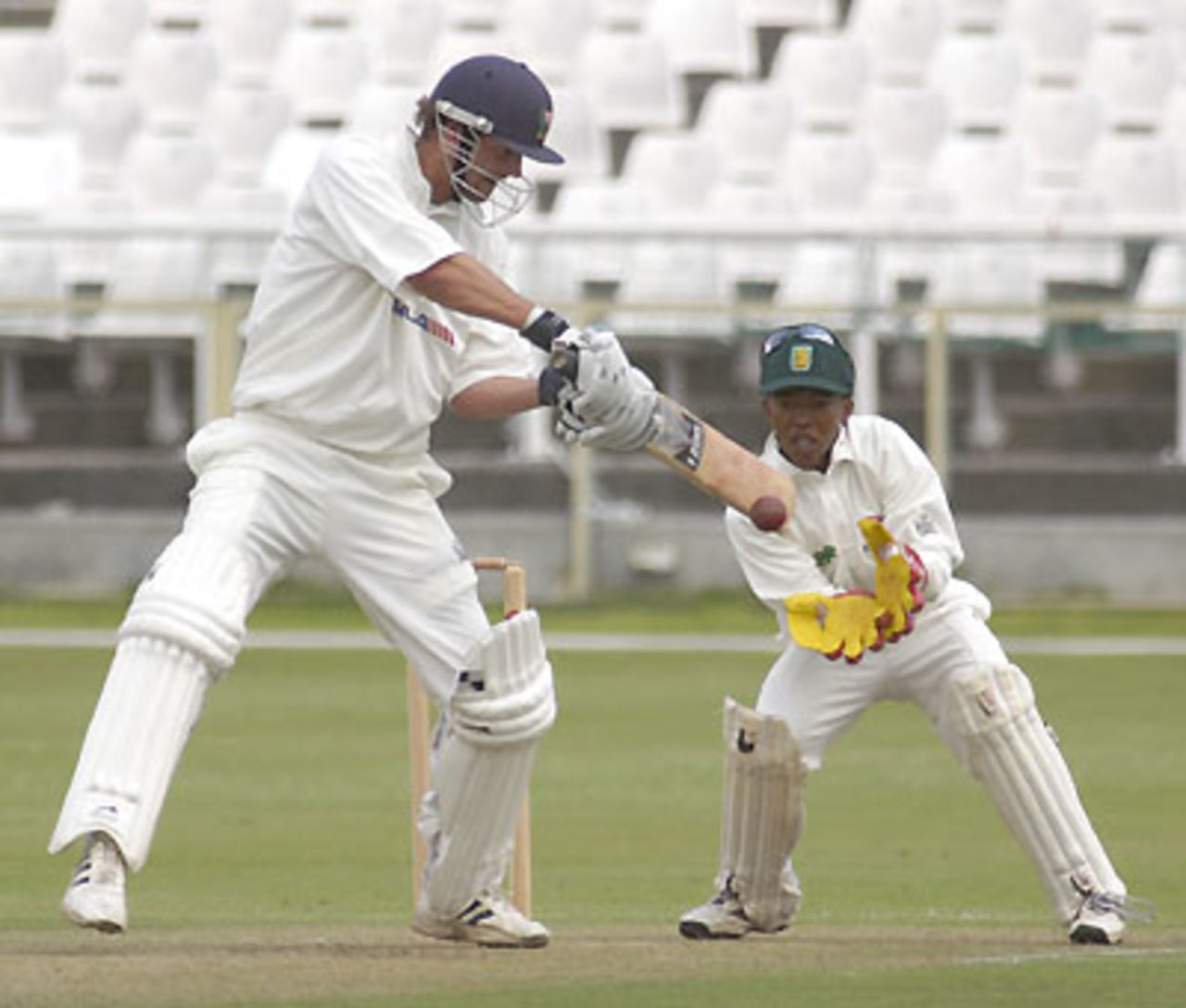 Andrew Puttick cuts a ball against North West at Newlands on Friday