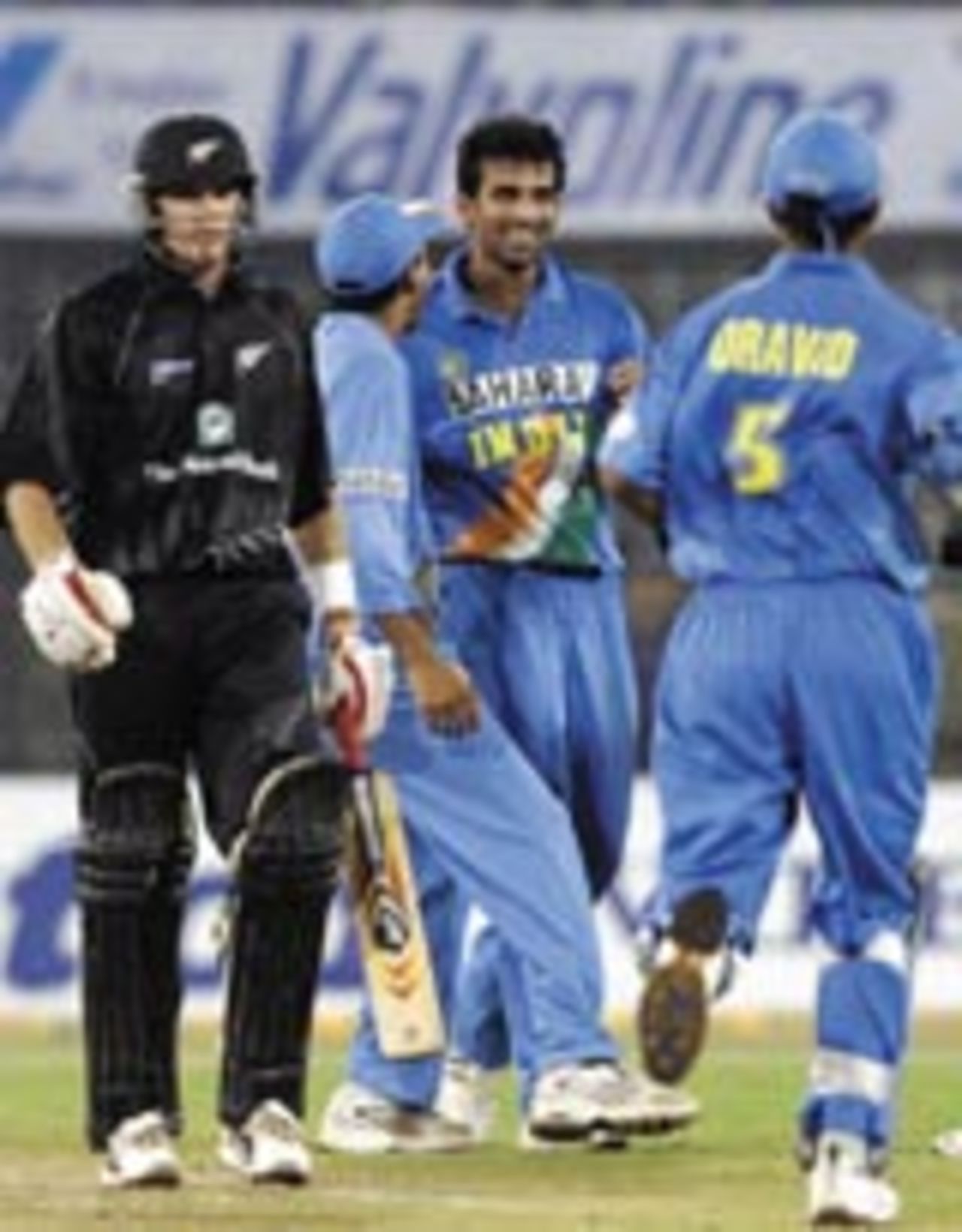 Zaheer Khan celebrates Lou Vincent's wicket, India v New Zealand ODI, TVS Cup, Cuttack, November 6, 2003