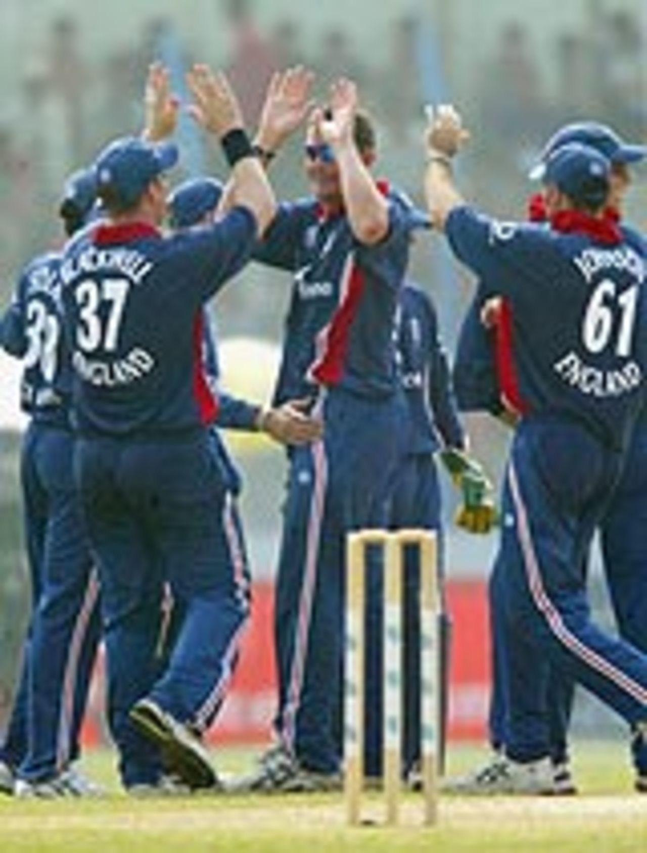 Giles celebrates a wicket at Chittagong