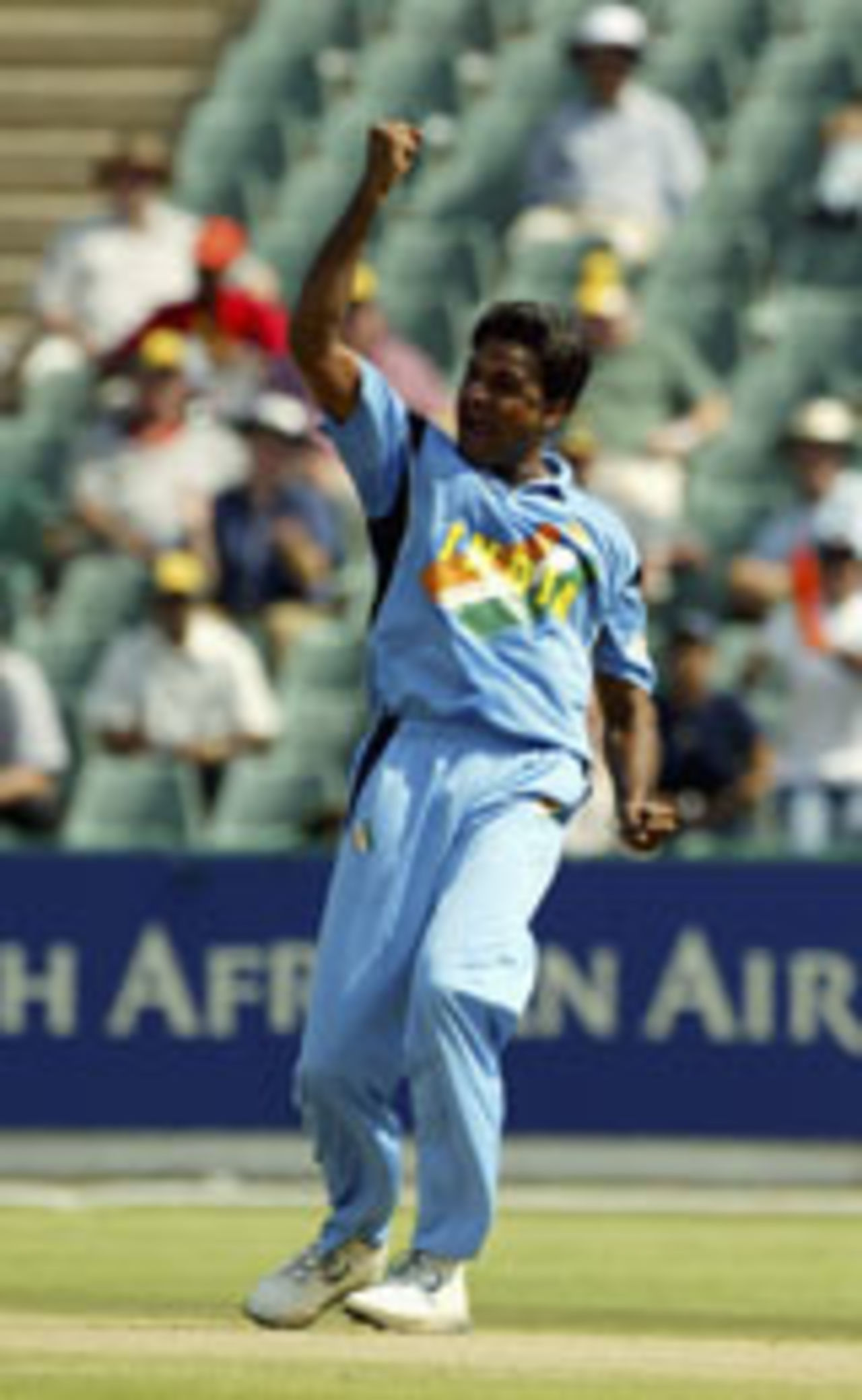 Javagal Srinath celebrates a wicket, India v Sri Lanka, World Cup, Johannesburg, March 10, 2003