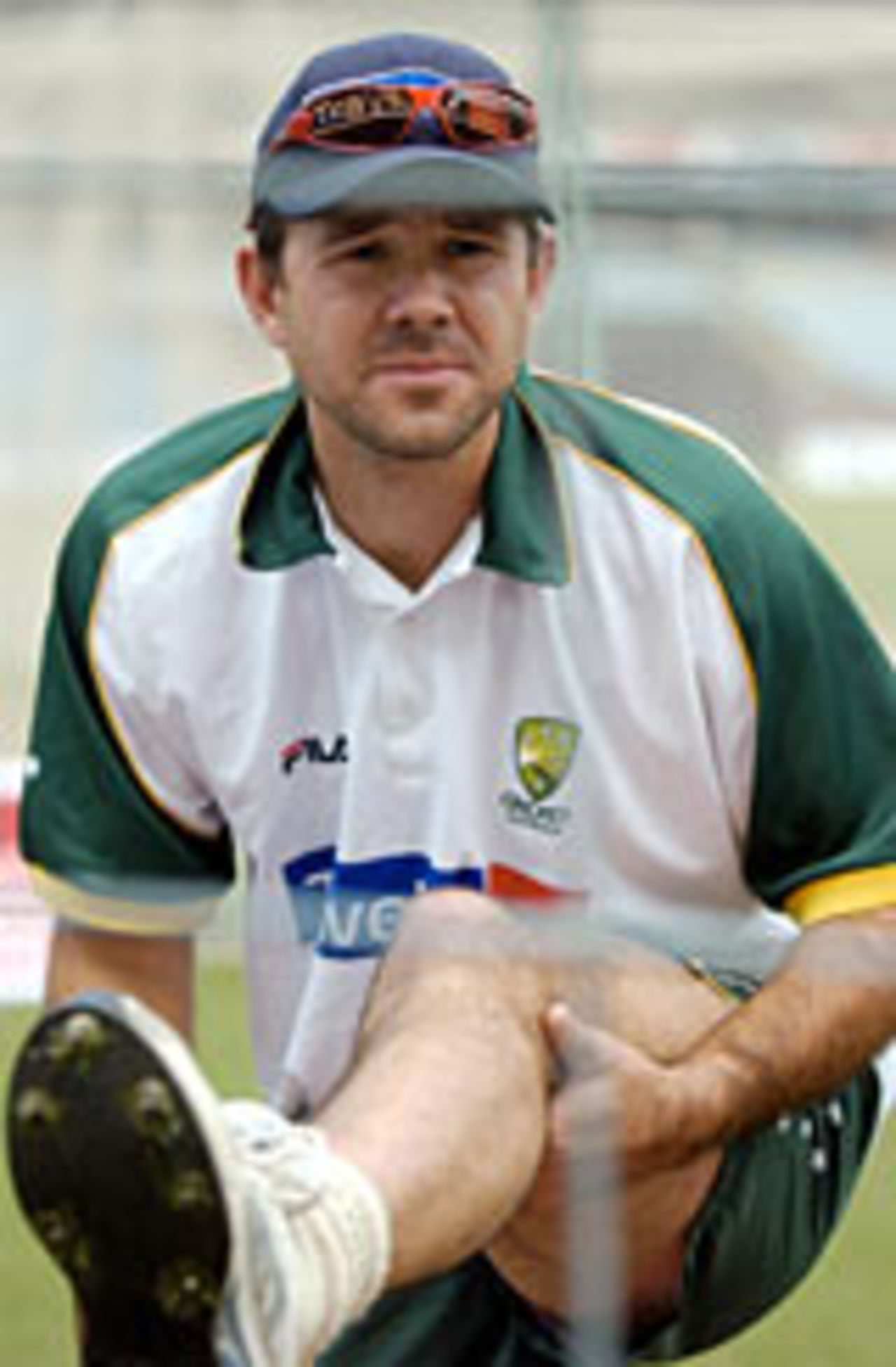 Ricky Ponting warms up as Australia prepare to meet India in the TVS Cup final, November 16, 2003