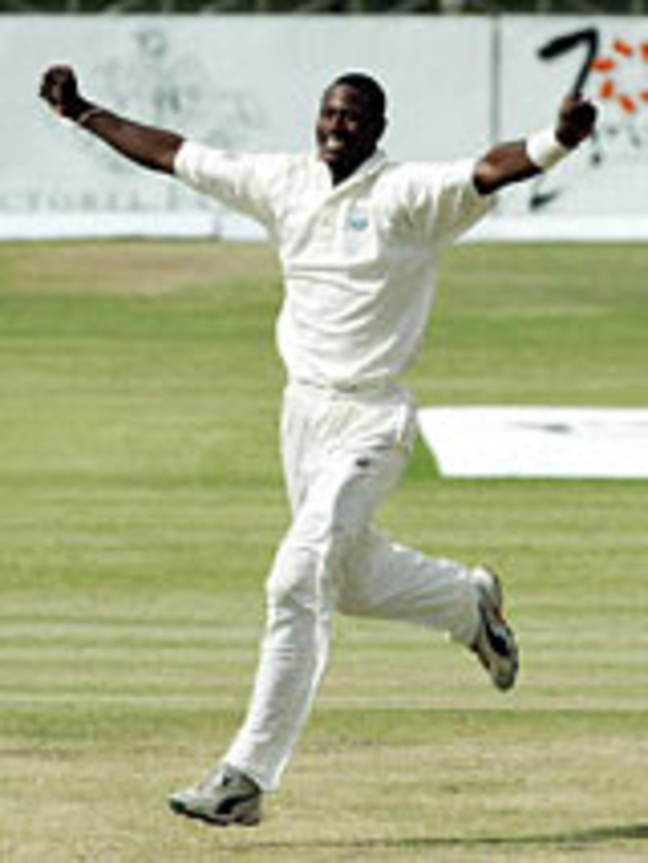 Omari Banks celebrates, Zimbabwe v West Indies, Bulawayo, 2nd Test, November 16, 2003