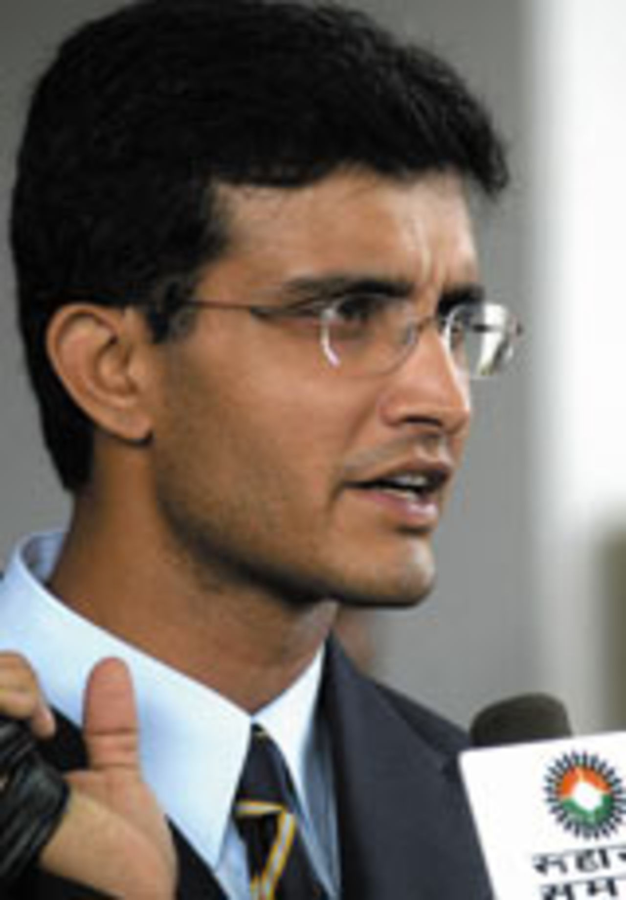 Sourav Ganguly speaking to the media before the team's departure to Australia, November 21, 2003