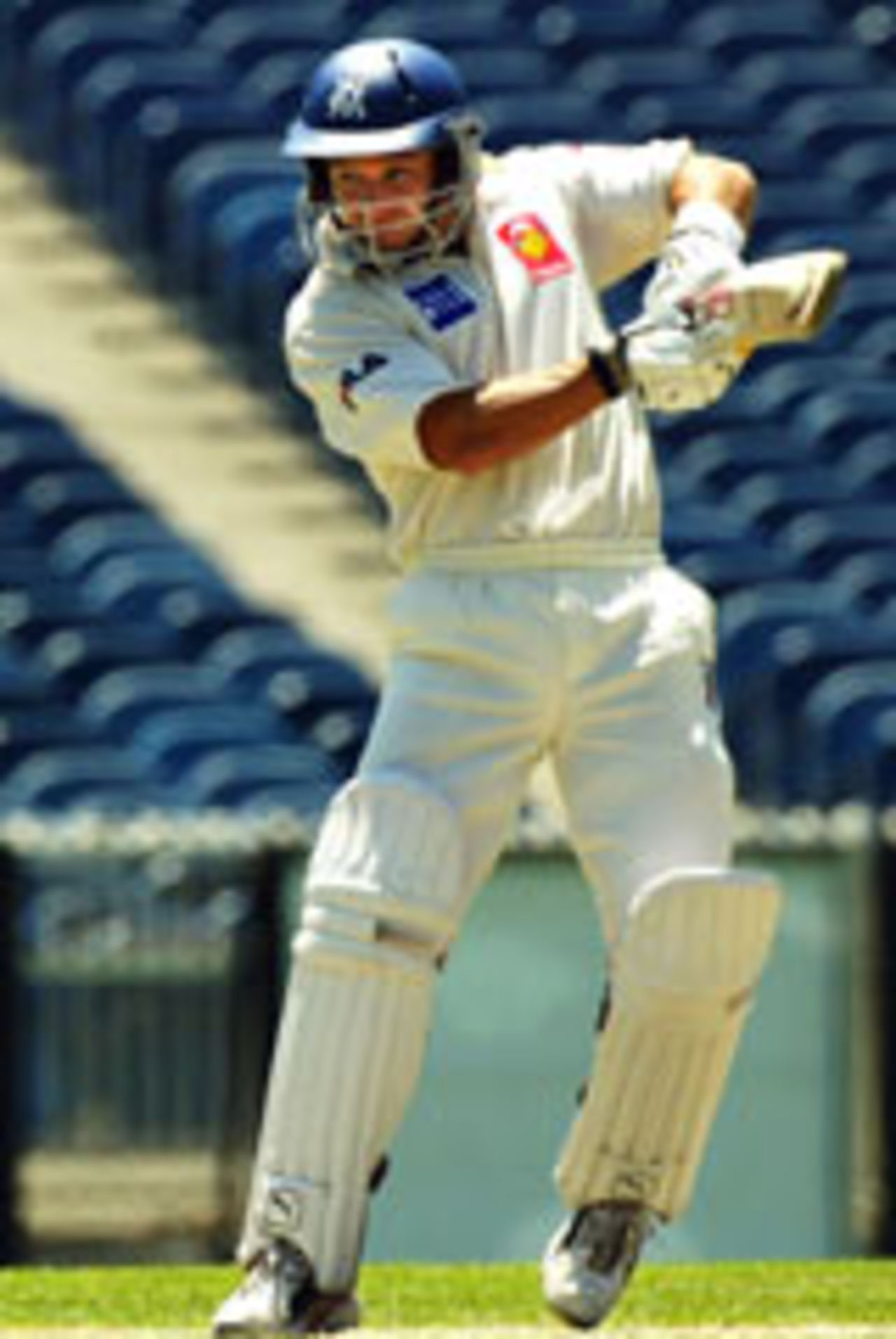 Brad Hodge plays the cut on the way to his double-hundred against the Indians, Victoria v Indians, Tour match, Melbourne, 3rd day, November 27, 2003