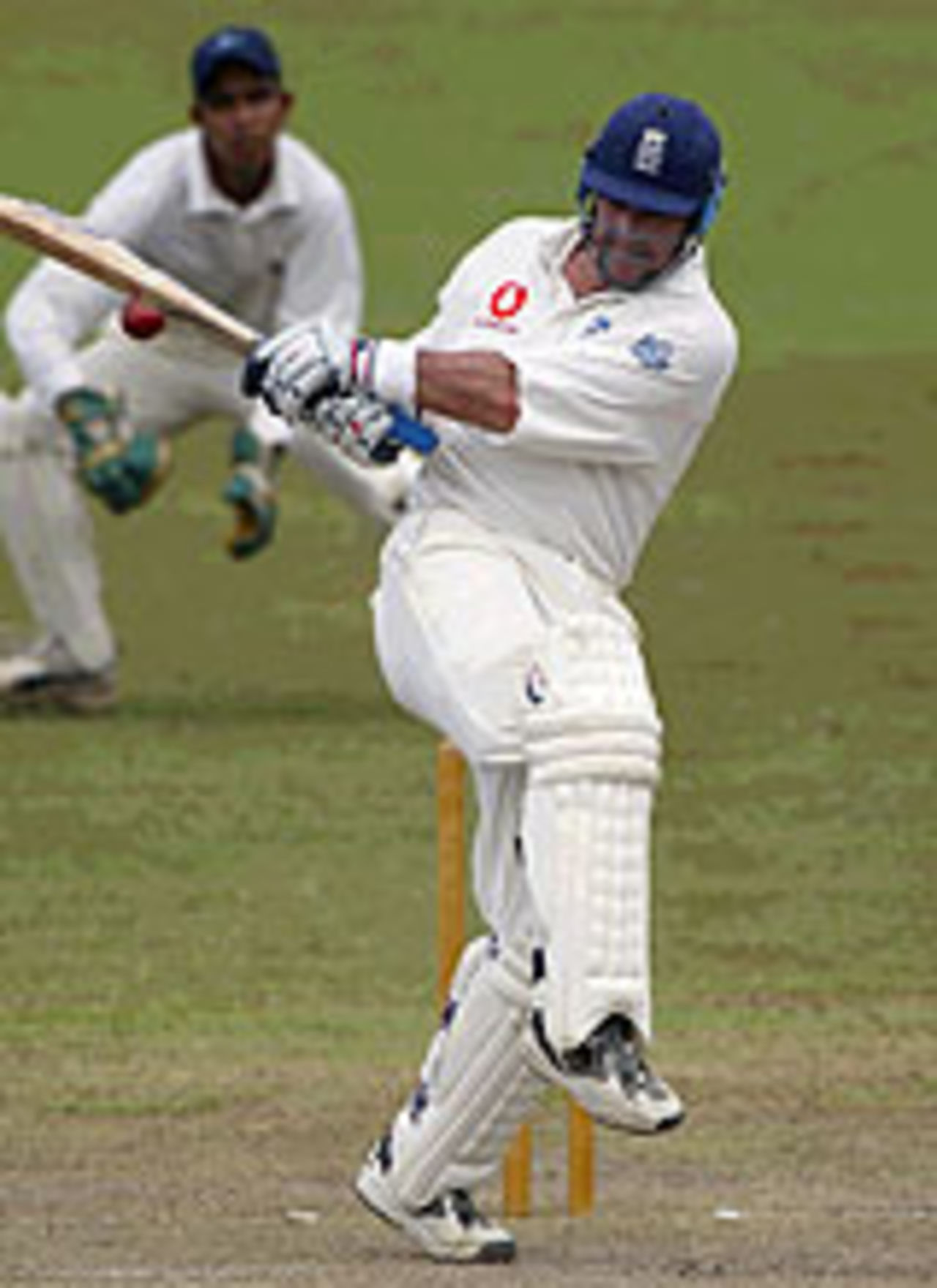 Graham Thorpe pulls during his innings of 35 against Sri Lanka Cricket President's XI