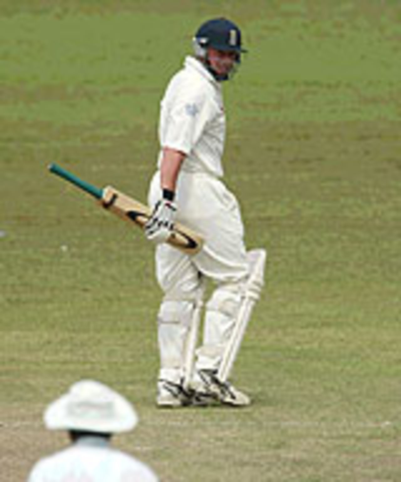 Robert Croft looks back in anger after falling lbw on the final day of England's warm-up against a Sri Lankan President's XI, Colombo, November 28, 2003