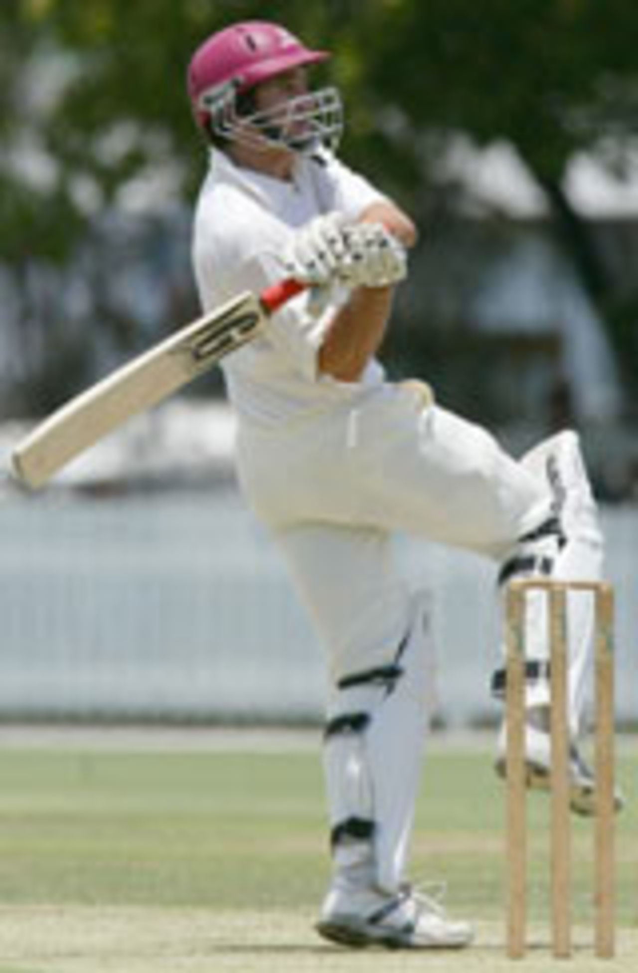 Lee Carseldine plays the hook, Queensland Academy of Sports v Indians, Tour match, Brisbane, 1st day
