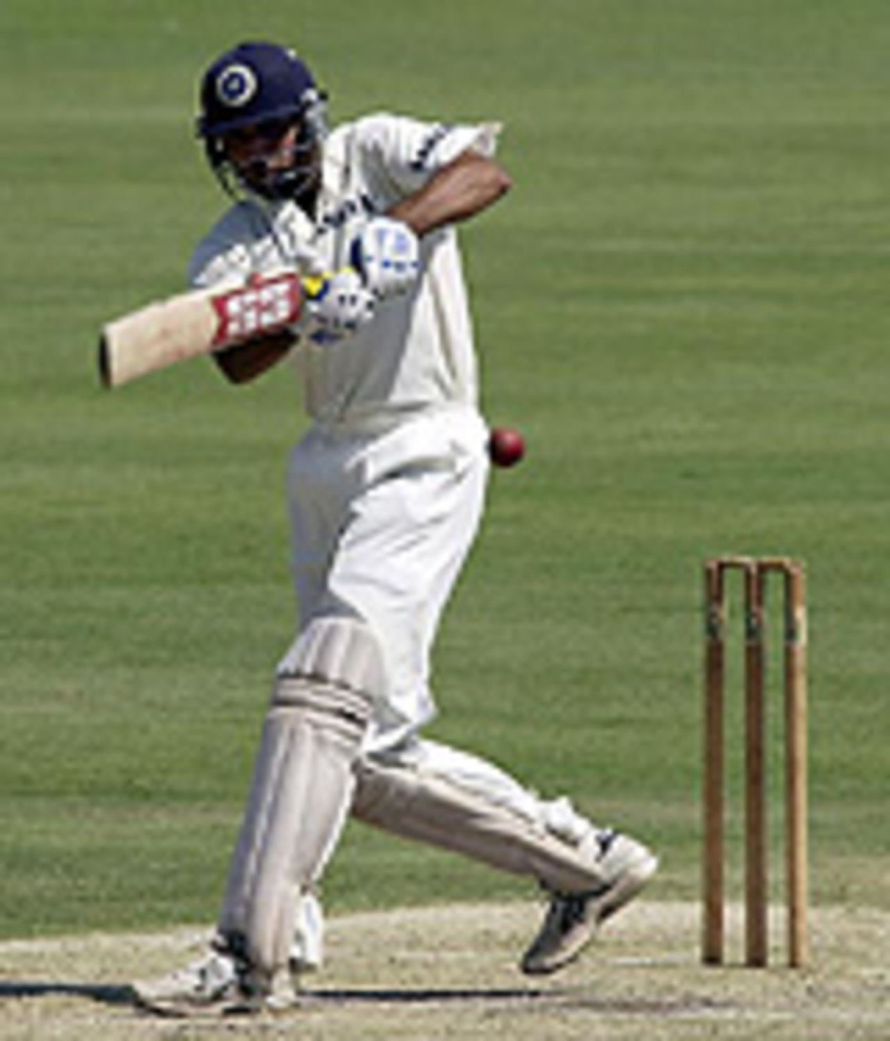 VVS Laxman plays the ball to leg, Queensland Academy of Sport v Indians, Allan Border Field, Brisbane, November 30, 2003