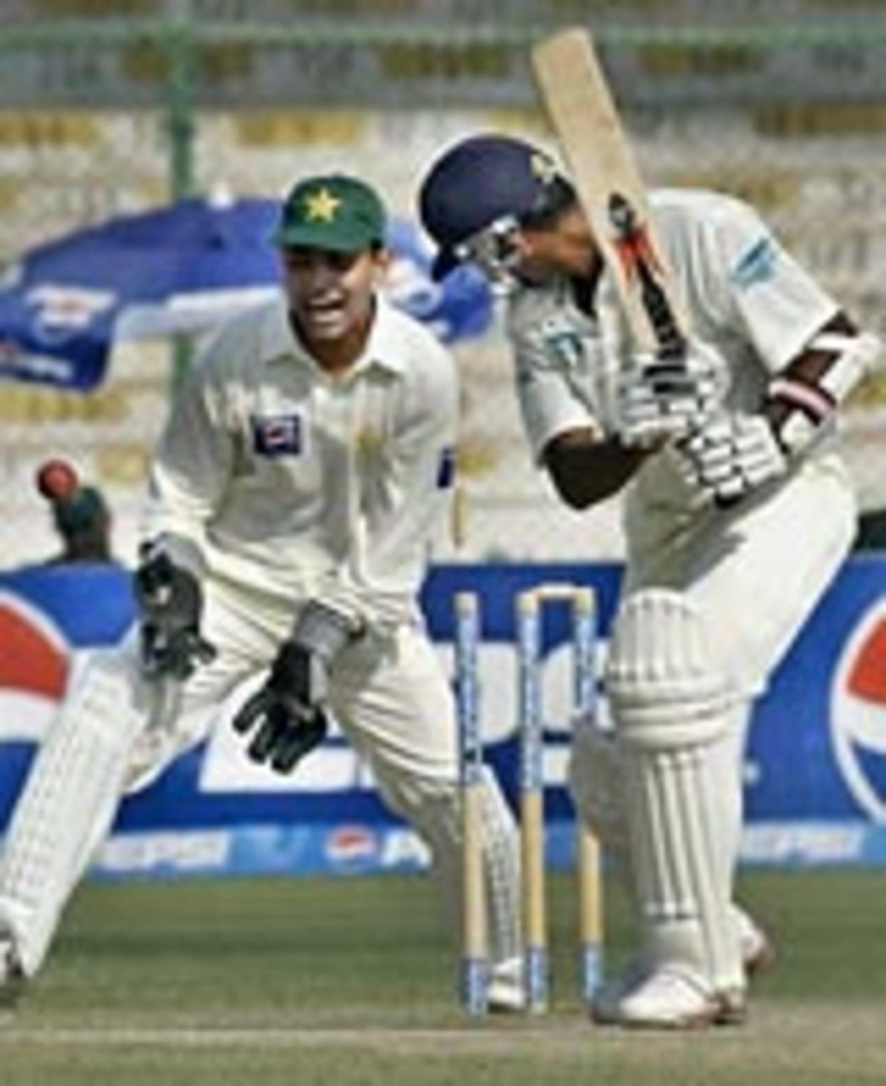 Farveez Maharoof is bowled by Danish Kaneria, Pakistan v Sri Lanka, 2nd Test, Karachi, November 1, 2004