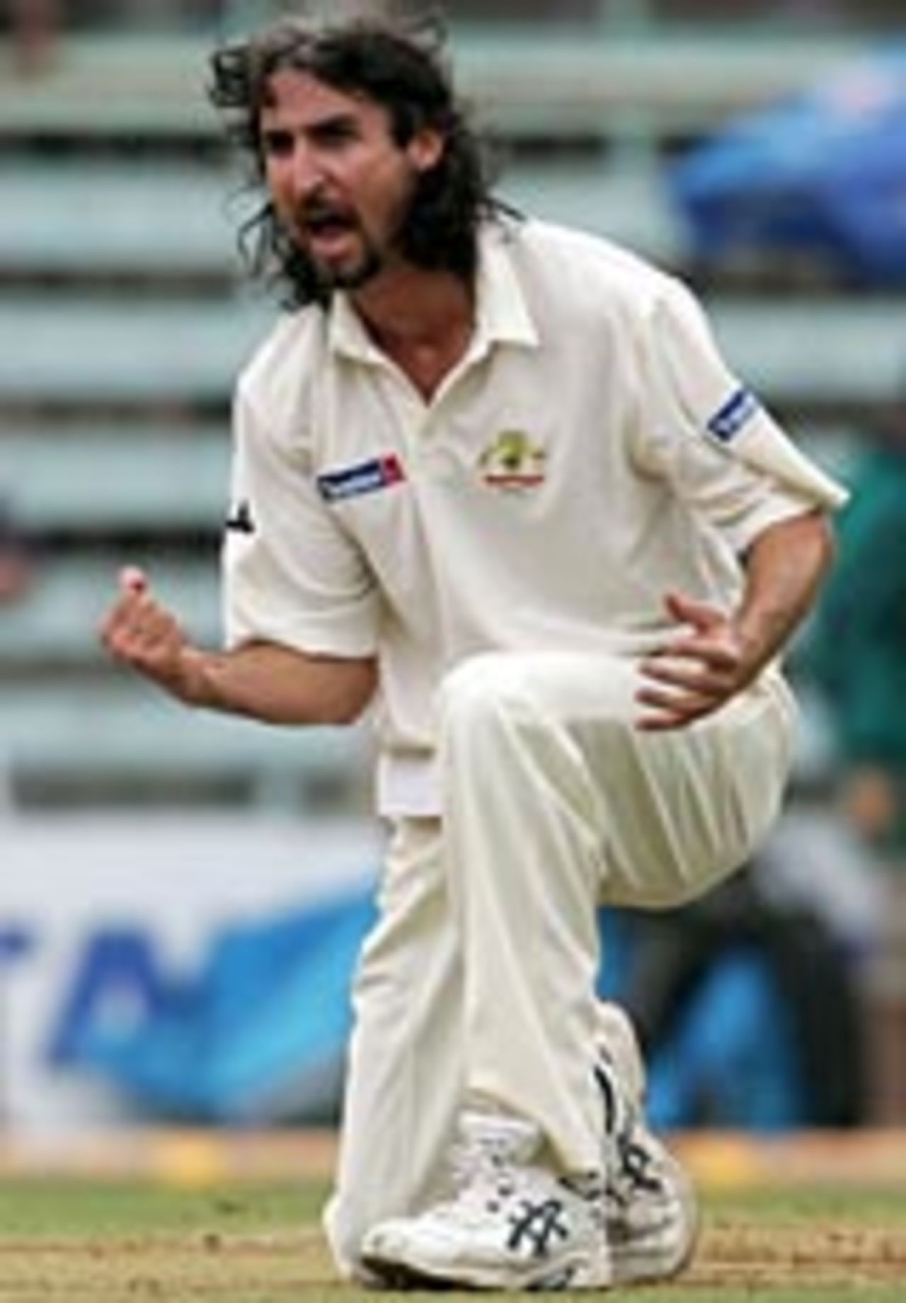 Jason Gillespie celebrates dismissing Gautam Gambhir, India v Australia, 1st Test, Mumbai, November 3, 2004