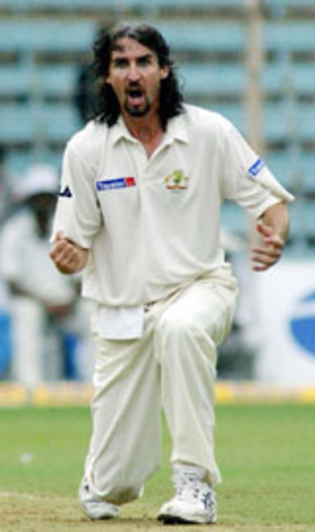 Jason Gillespie celebrates his dismissal of Gautam Gambhir, India v Australia, 1st Test, Mumbai, November 3, 2004