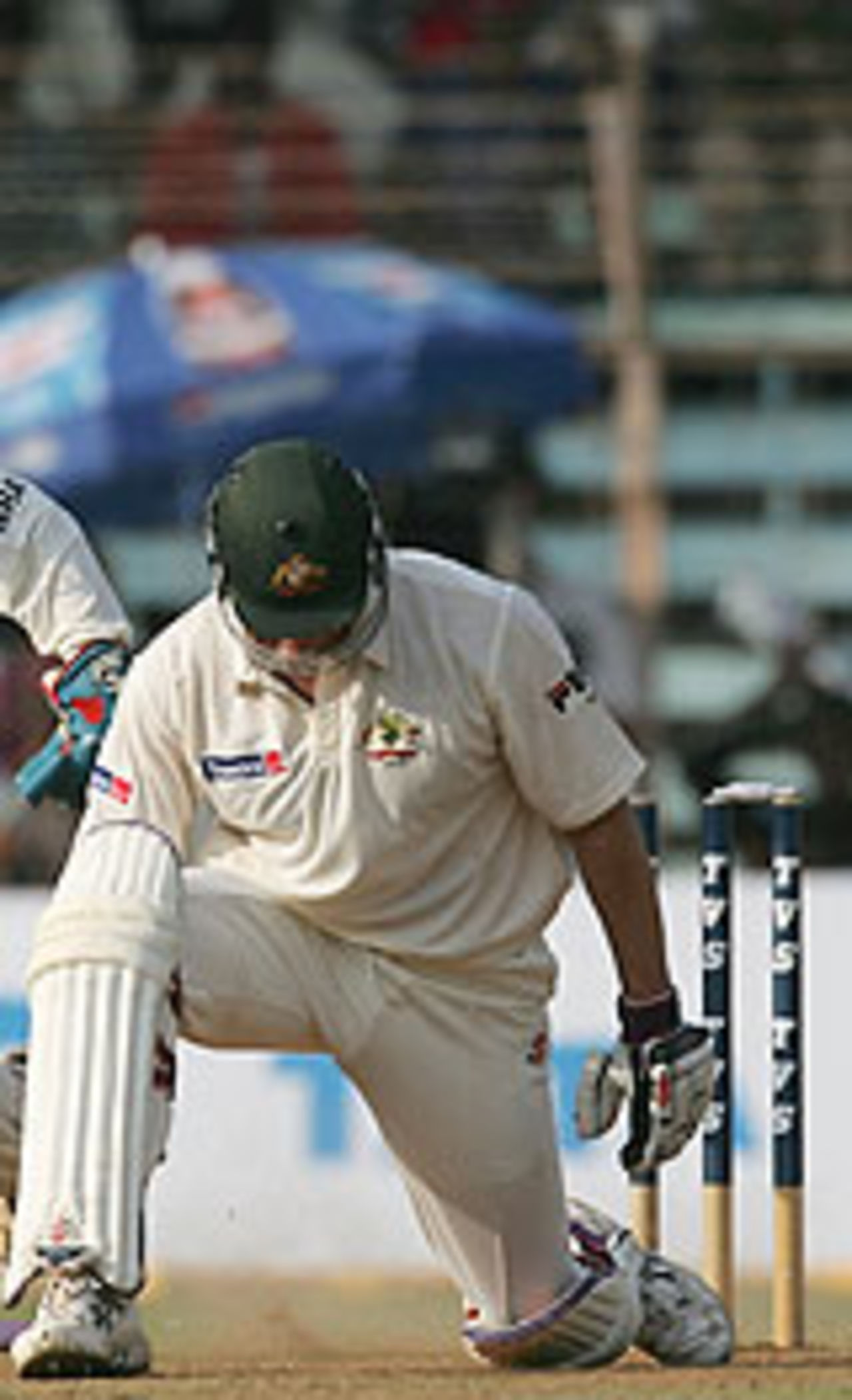 Matthew Hayden is bowled around his legs, India v Australia, 4th Test, Mumbai, 3rd day, November 5, 2004