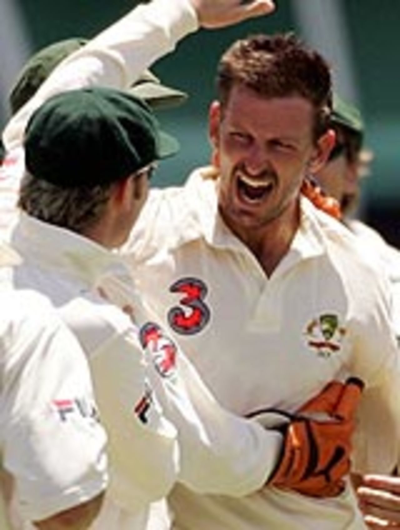Michael Kasprowicz struck twice in four balls on the first morning at Brisbane, to put Australia in command of the first Test