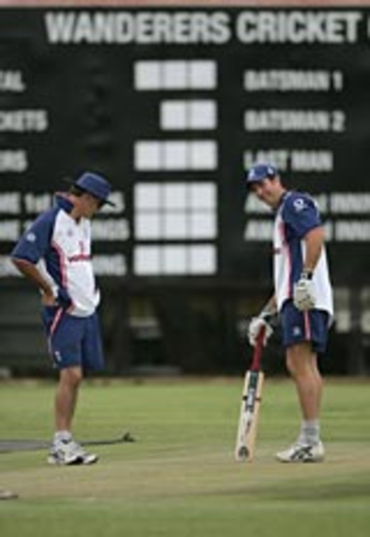 Michael Vaughan inspects the wicket, Windhoek, Namibia, November 18 2004