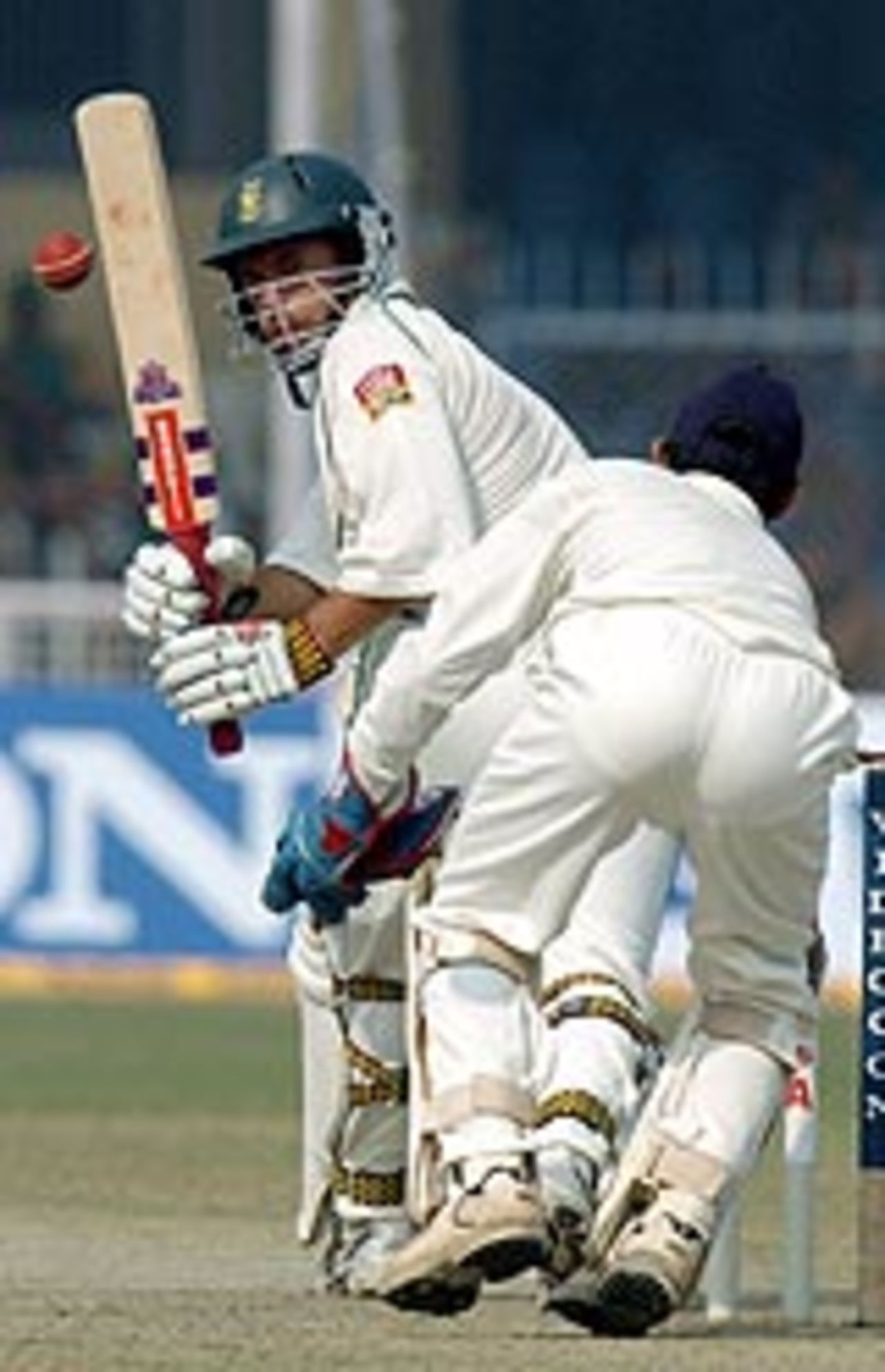 Andrew Hall in action, India v South Africa, 1st Test, Kanpur, 1st day, November 20, 2004