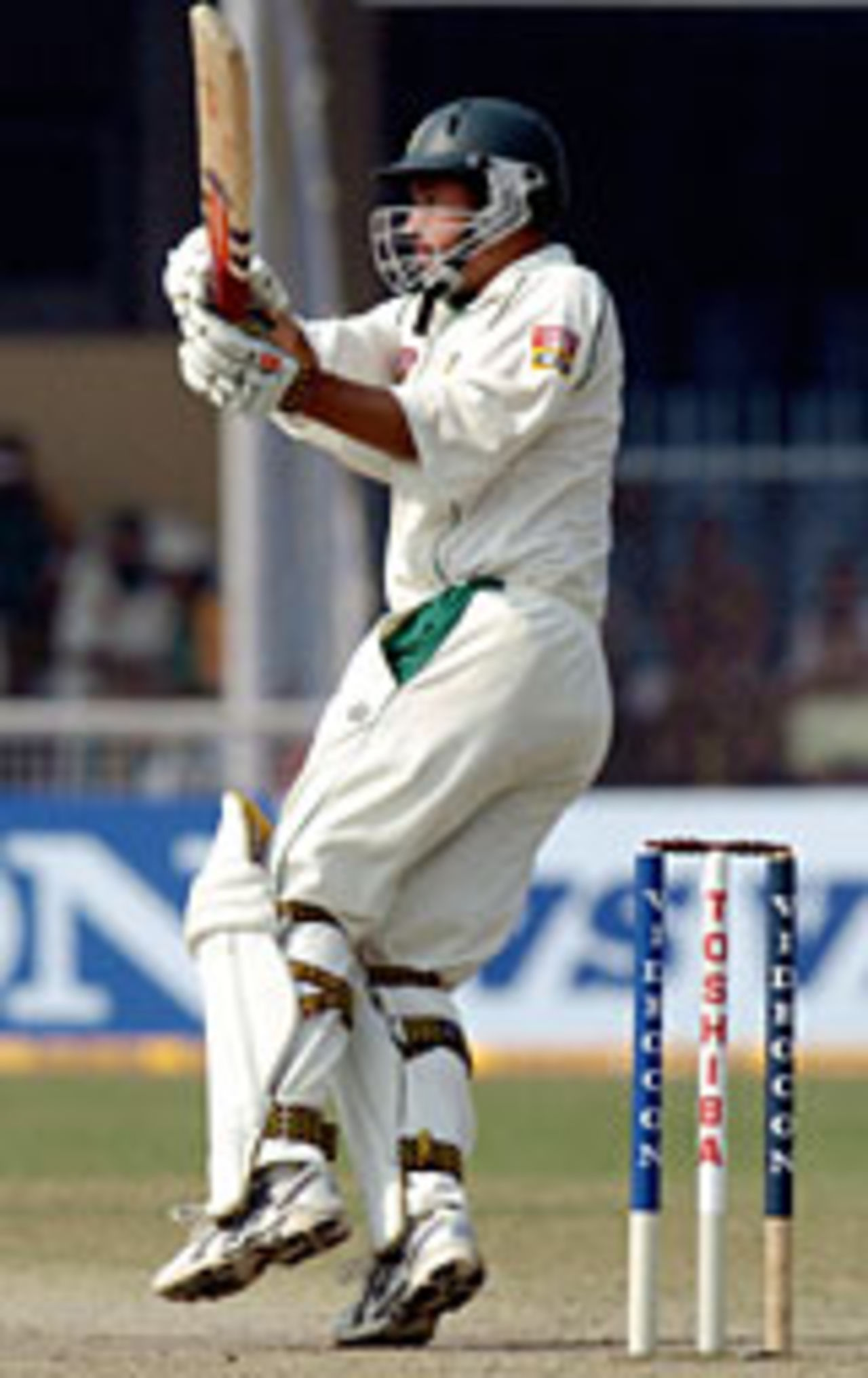 Andrew Hall on his way to an unbeaten fifty on the first day at Kanpur against India, 1st Test, November 20 2004
