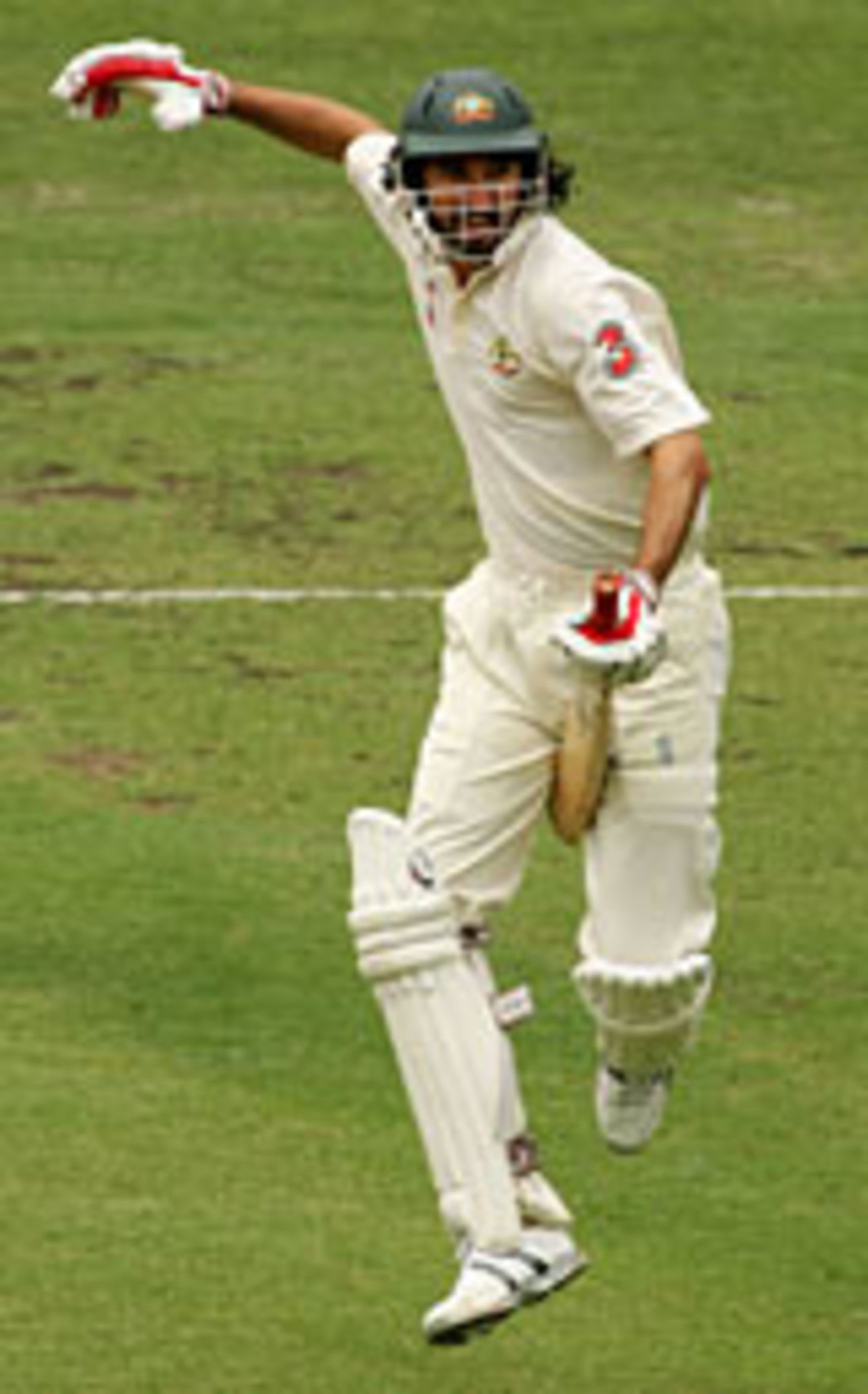 Jason Gillespie celebrates his maiden Test fifty, Australia v New Zealand, 1st Test, Brisbane, November 21, 2004