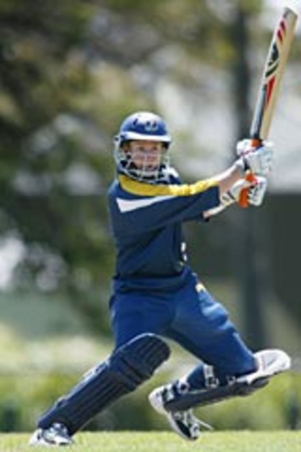 Louise Broadfoot plays a square cut for Victoria during the Commonwealth Bank Women's National Cricket League match between Victoria Spirit and Queensland Fire at Harry Trott Oval, November 2004