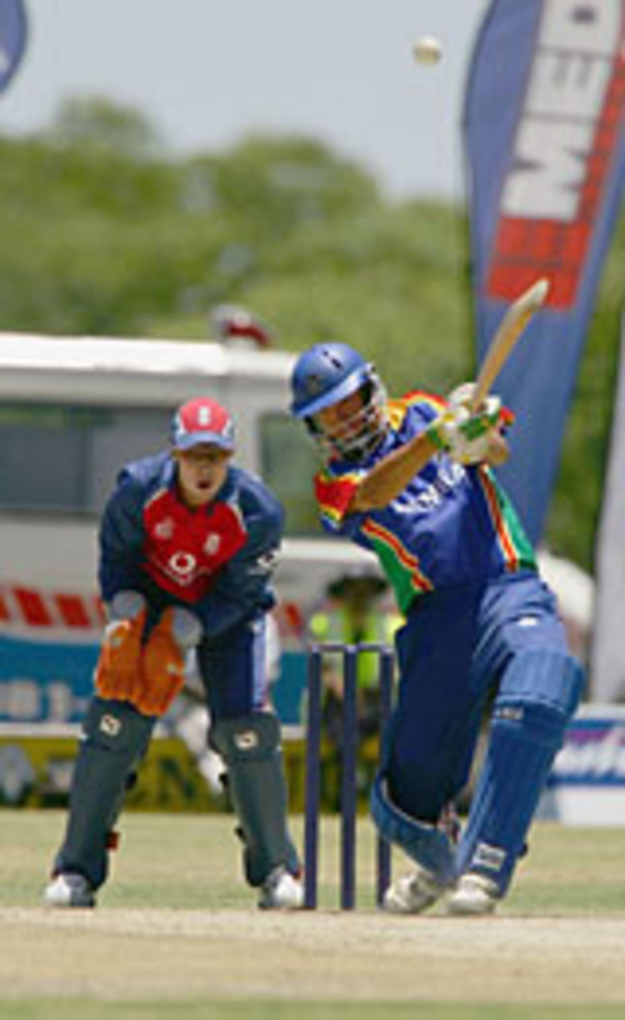 Gerrie Snyman hits out against England during his 75, Wanderers, Eindhoek, Namibia, Noevmber 23 2004