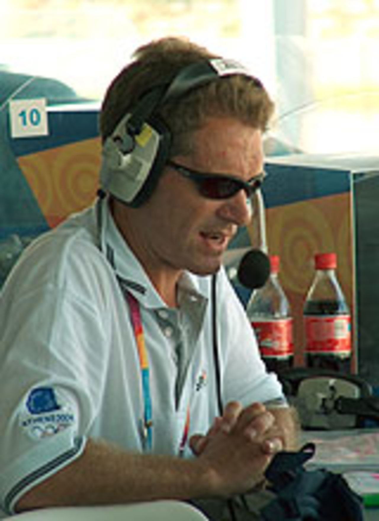 Gerald de Kock in a commentary box