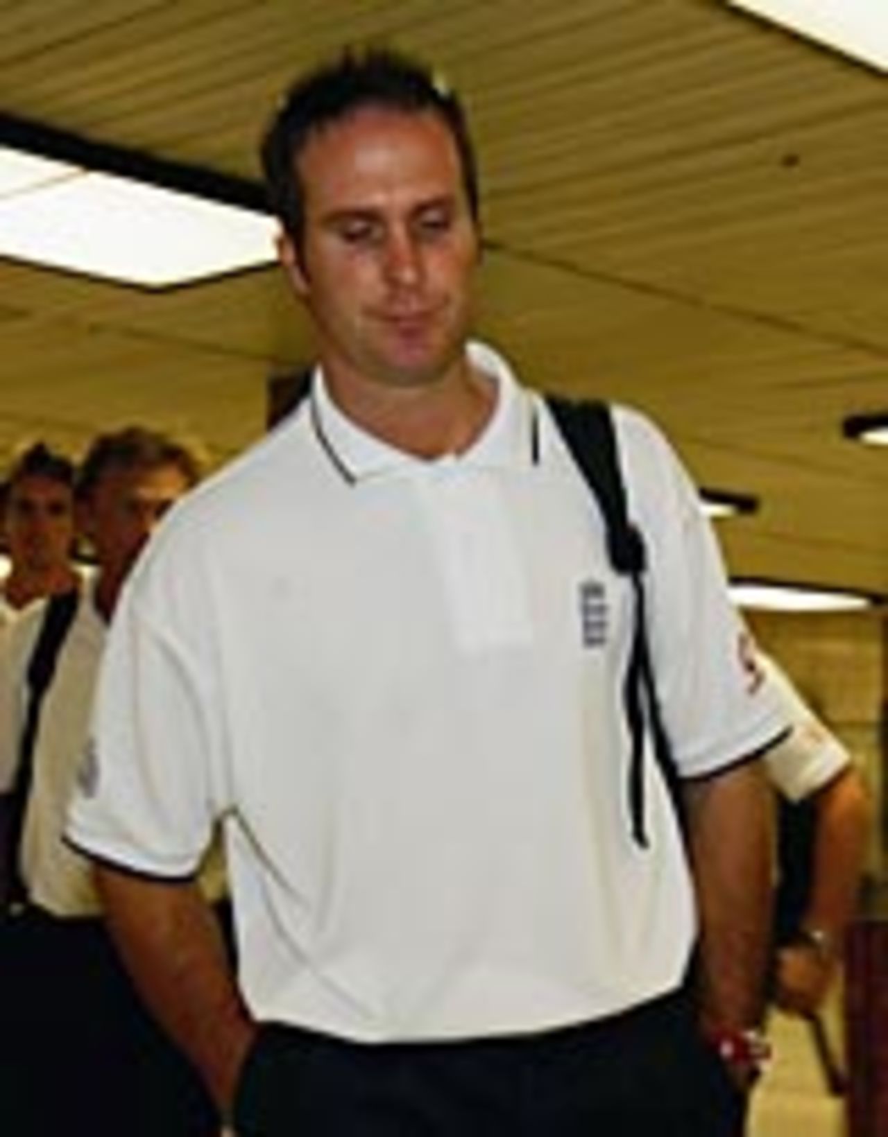 A tight-lipped Michael Vaughan leaves Johannesburg airport, November 25, 2004