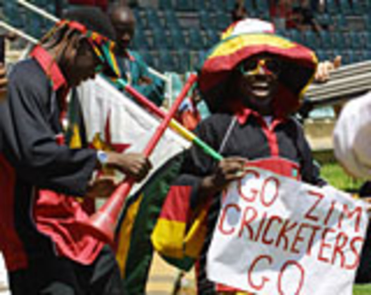 Zimbabwe supporters with a banner, Zimbabwe v England, 1st ODI, Harare, November 28 2004