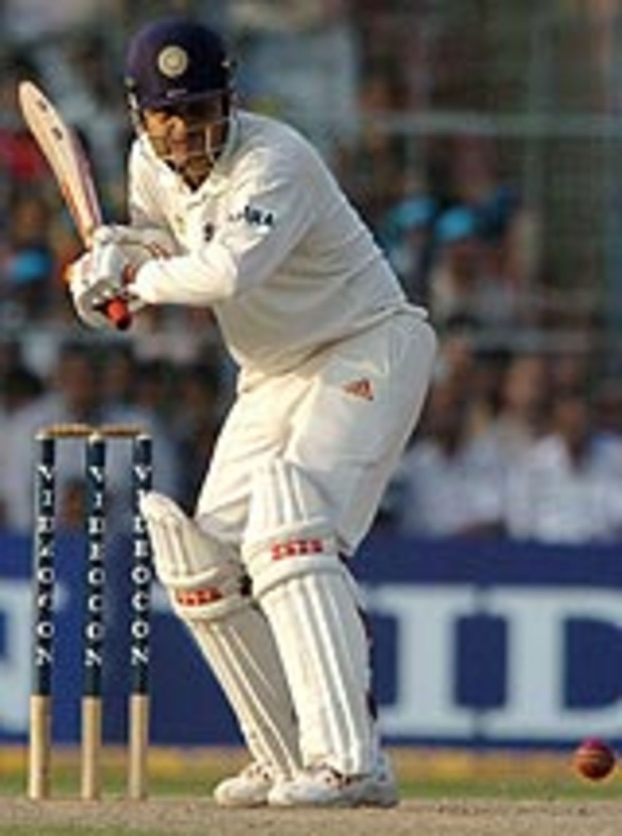Virender Sehwag about to hit the ball, India v South Africa, 2nd Test, Kolkata, 2nd day, November 29, 2004