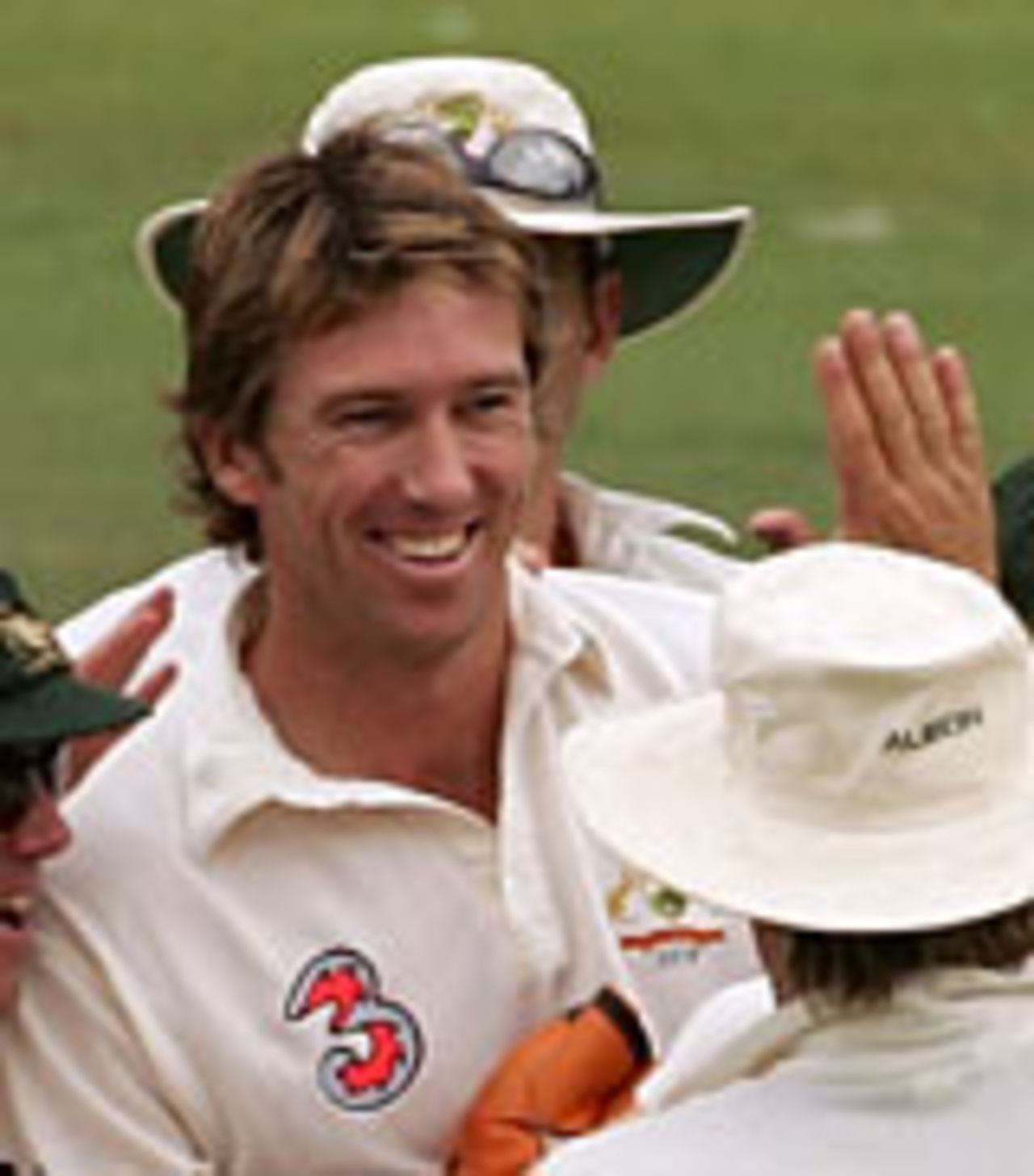 Glenn McGrath celebrates dismissing Jacob Oram, Australia v New Zealand, 2nd Test, Adelaide, November 30, 2004