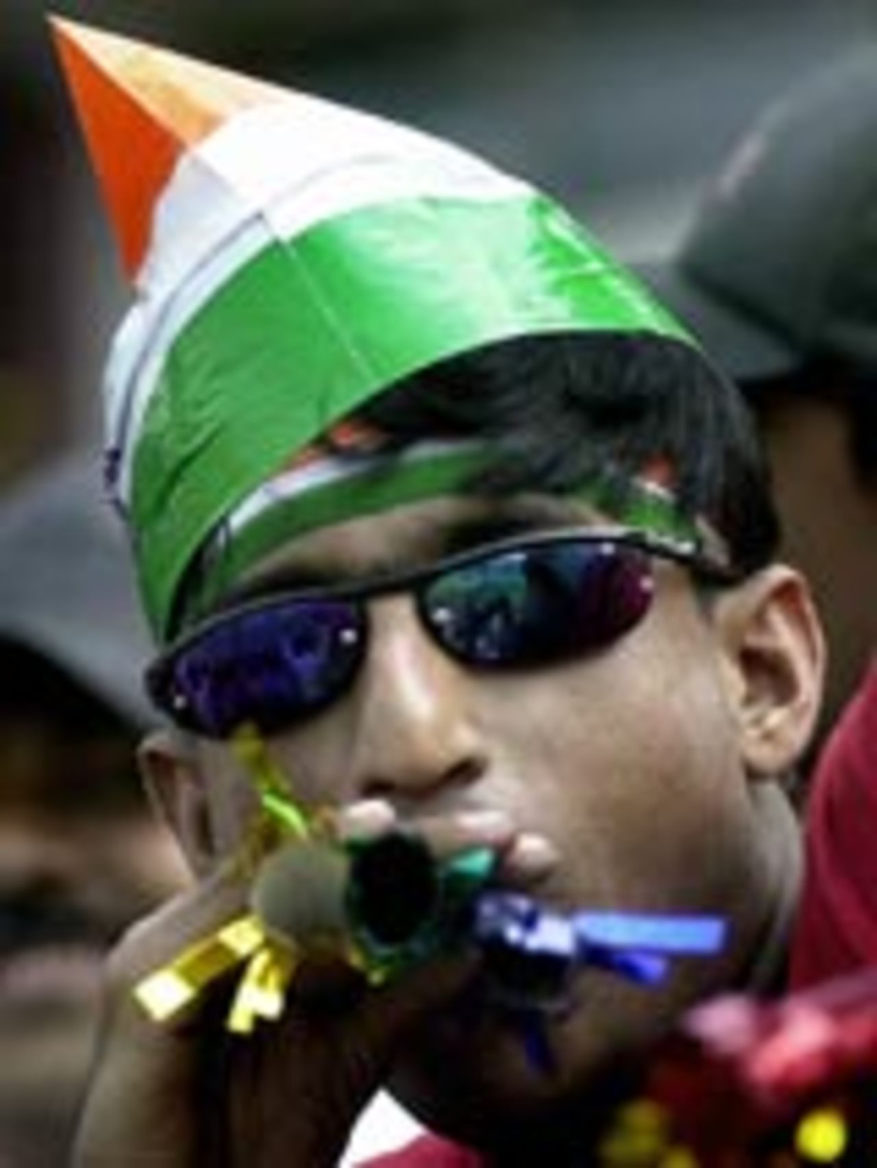 An Indian fan watches the cricket, India v South Africa, 2nd Test, Kolkata, 3rd day, November 30, 2004