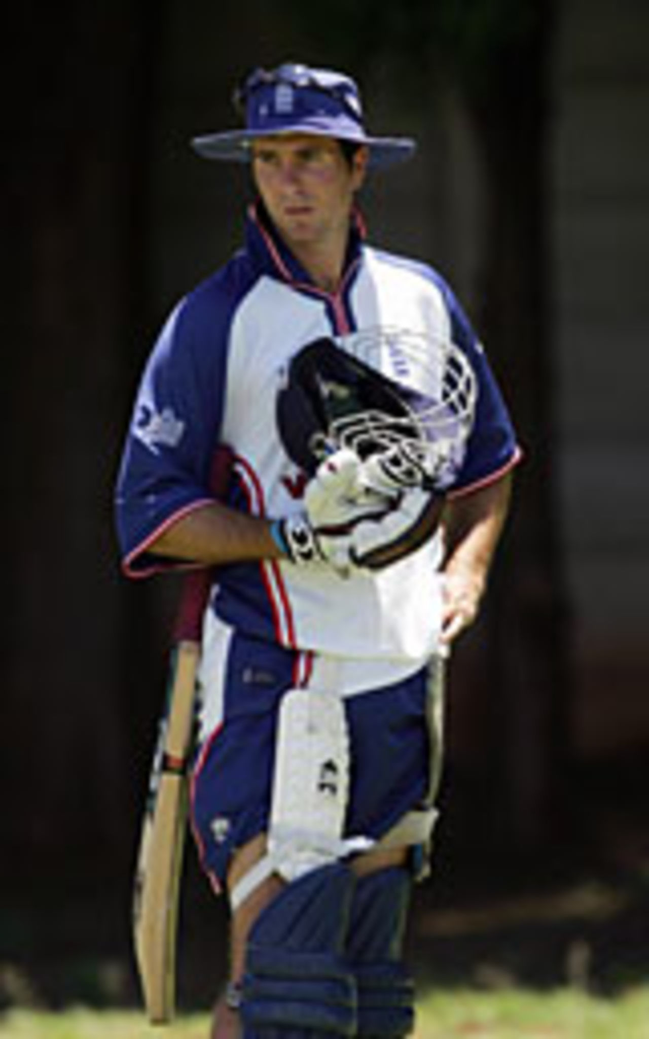Michael Vaughan ready for his turn in the nets, Harare, November 30 2004