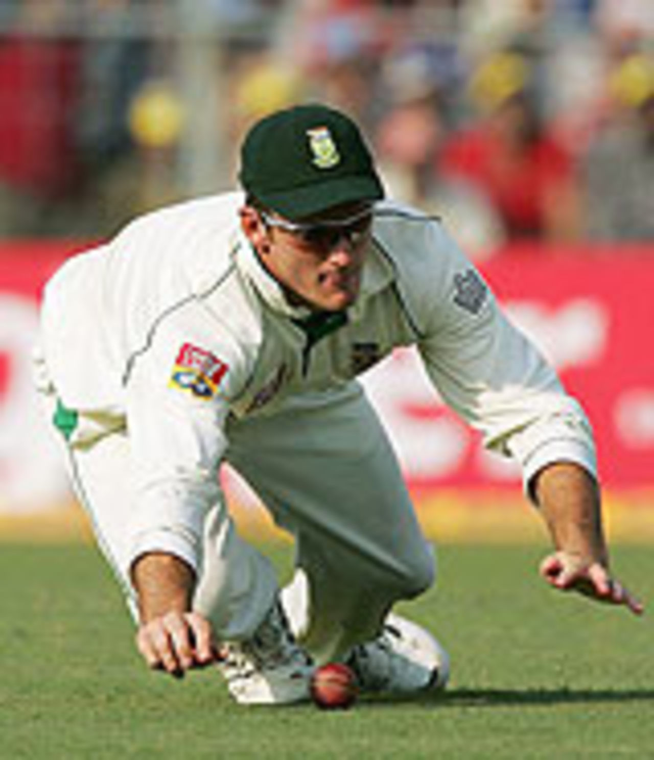 Graeme Smith dives to field a ball, India v South Africa, 2nd Test, Eden Gardens, November 30, 2004